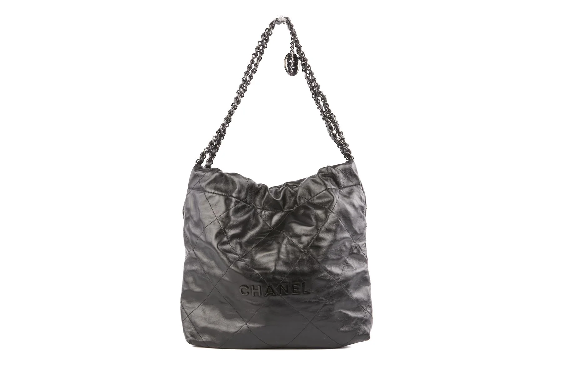 CHANEL BLACK 2022 22 SMALL SO BLACK LEATHER SHOULDER BAG - Image 2