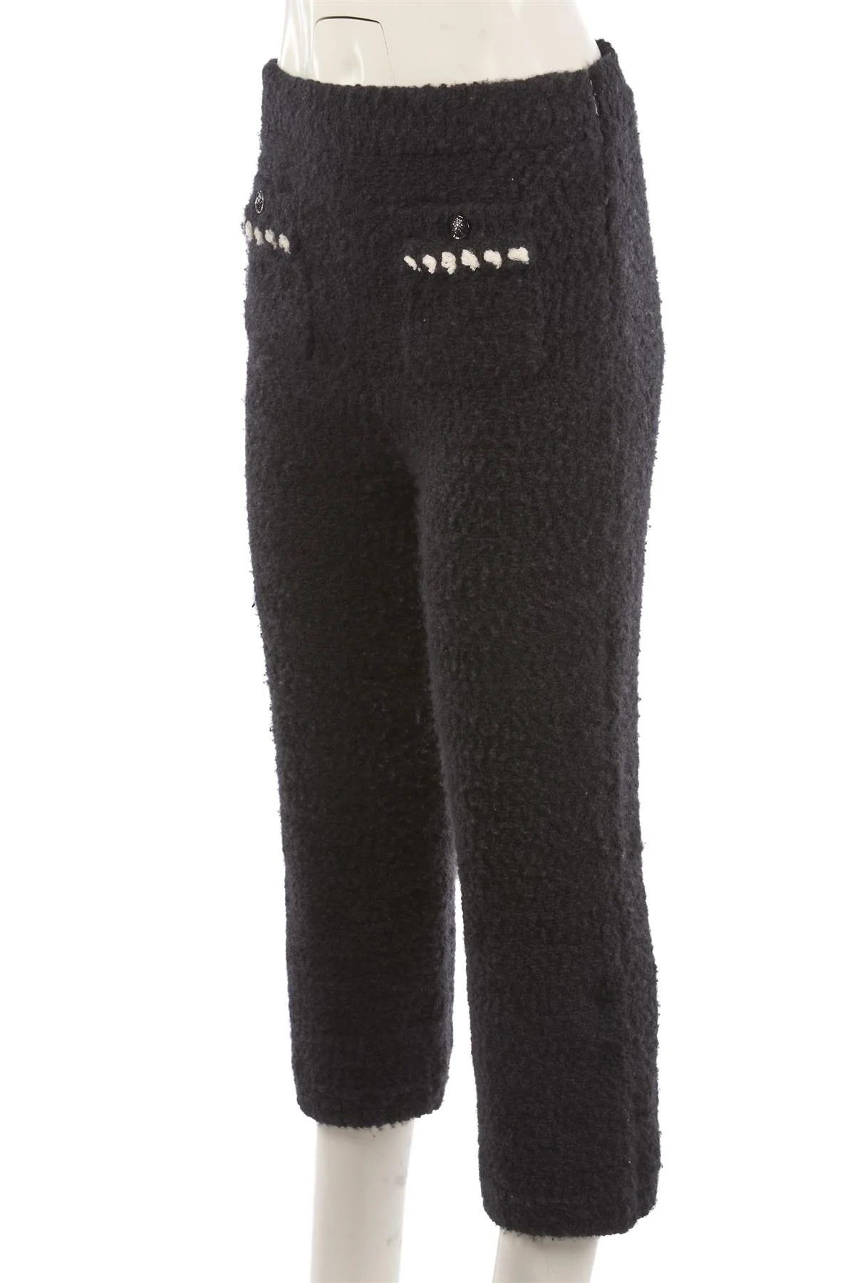 CHANEL BLACK 2022 CASHMERE STRAIGHT LEG PANTS FR 36 UK 8 - Image 3