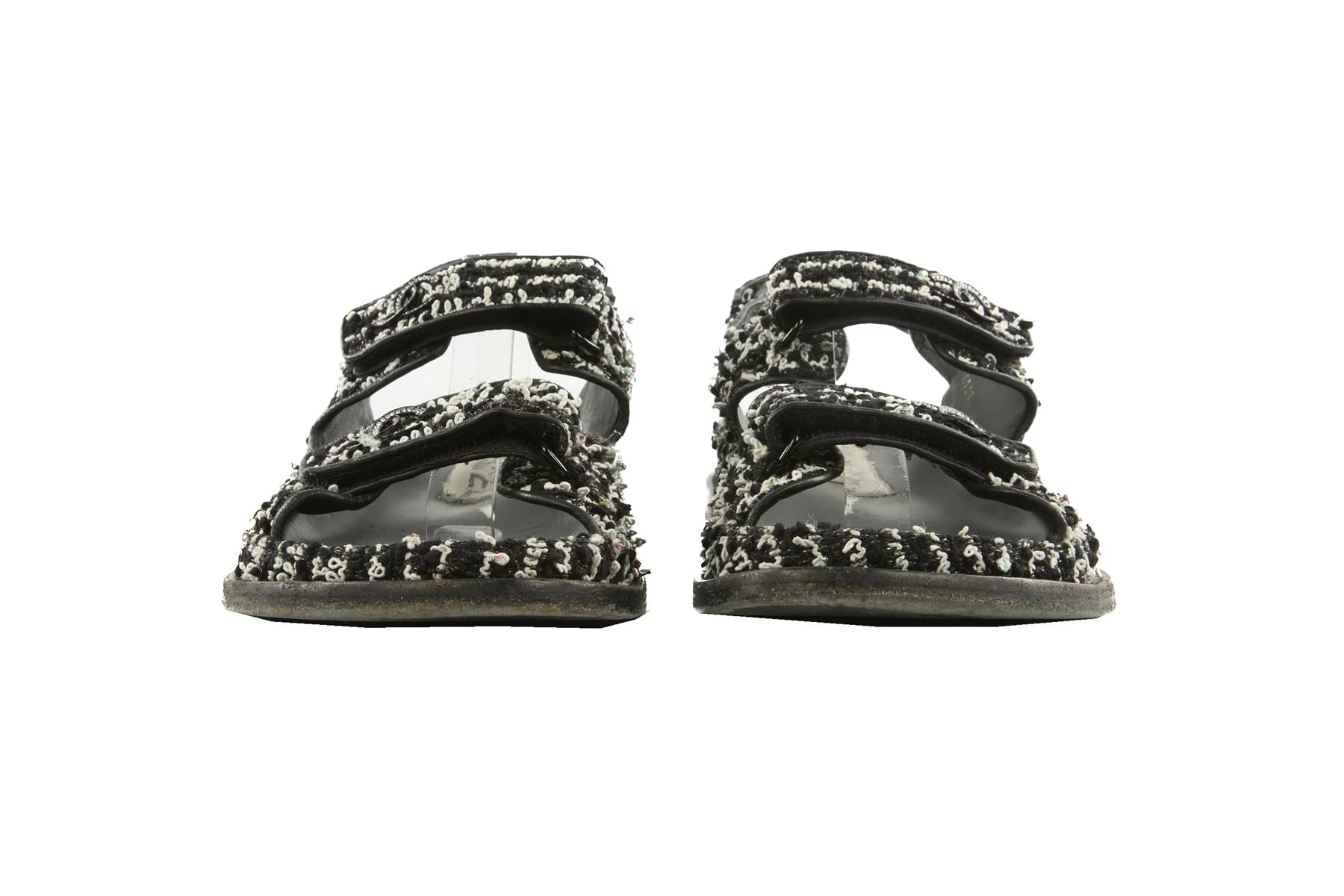 CHANEL BLACK 2022 DAD TWEED SANDALS EU 38.5 UK 5.5 US 8.5 - Image 2