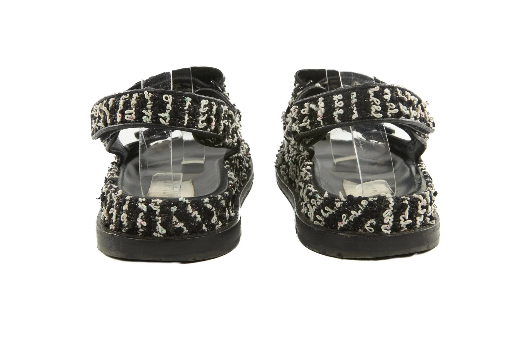 CHANEL BLACK 2022 DAD TWEED SANDALS EU 38.5 UK 5.5 US 8.5 - Image 4