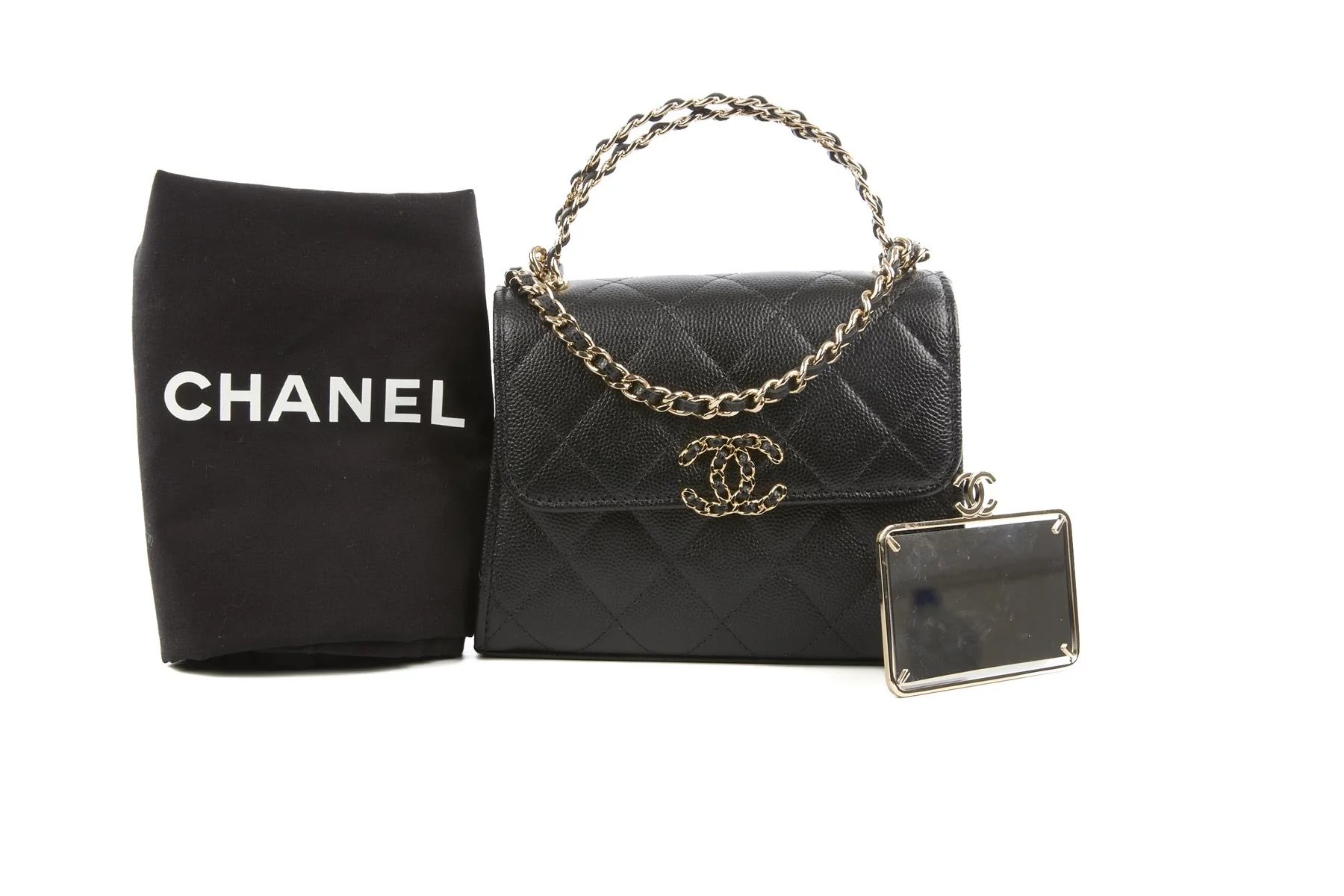 CHANEL BLACK 2023 MINI QUILTED CAVIAR LEATHER TOTE BAG - Image 11