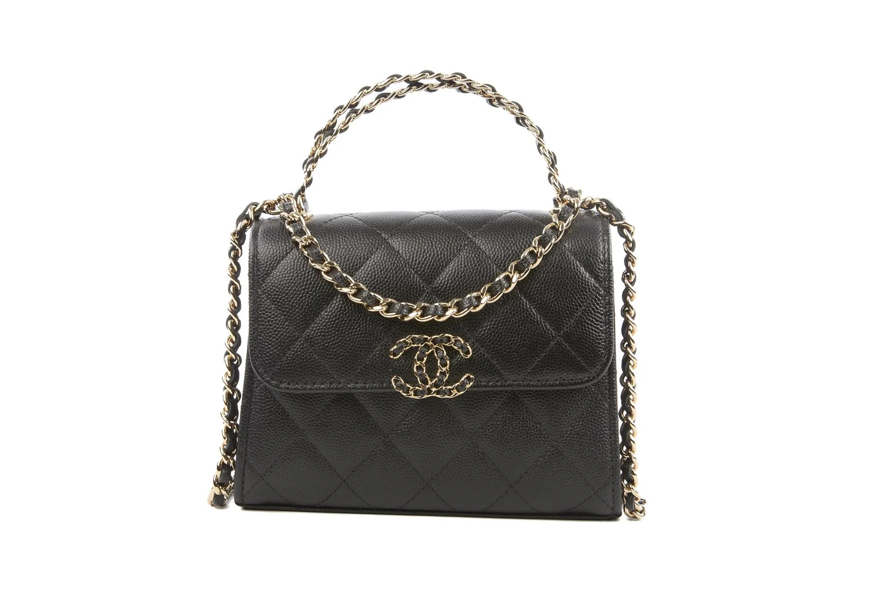 CHANEL BLACK 2023 MINI QUILTED CAVIAR LEATHER TOTE BAG - Image 2
