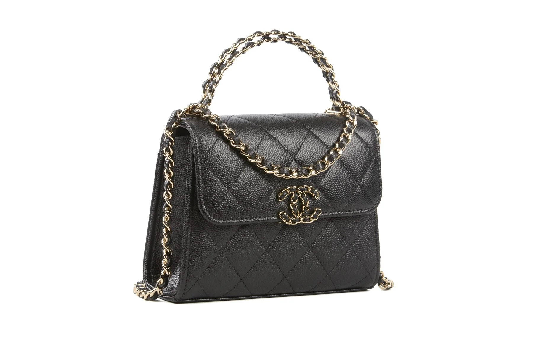 CHANEL BLACK 2023 MINI QUILTED CAVIAR LEATHER TOTE BAG - Image 4