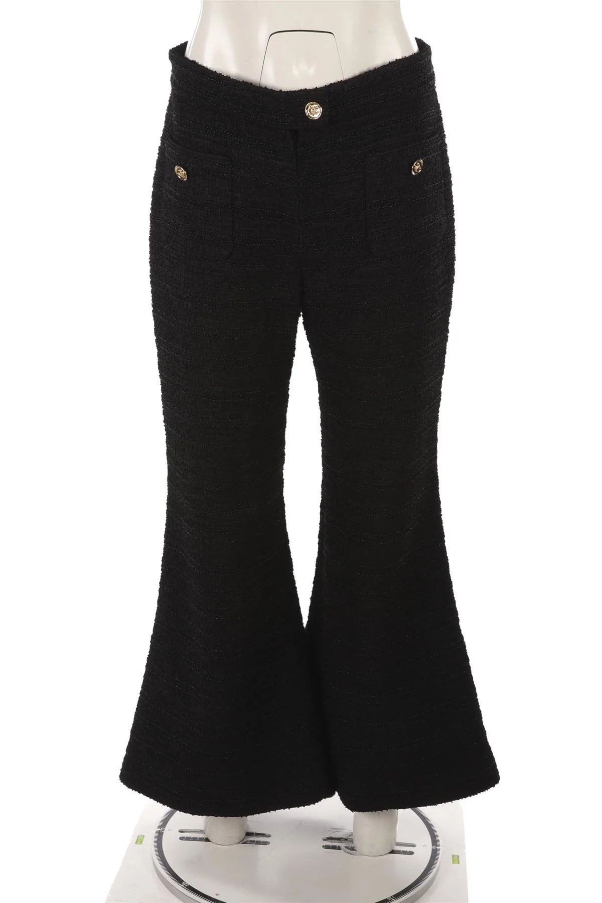 CHANEL BLACK 2023 TWEED FLARED PANTS FR 40 UK 12 - Image 2
