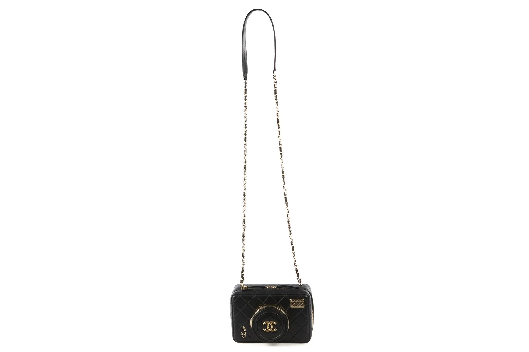 CHANEL BLACK 2024 CAMERA QUILTED LEATHER SHOULDER BAG - Image 3
