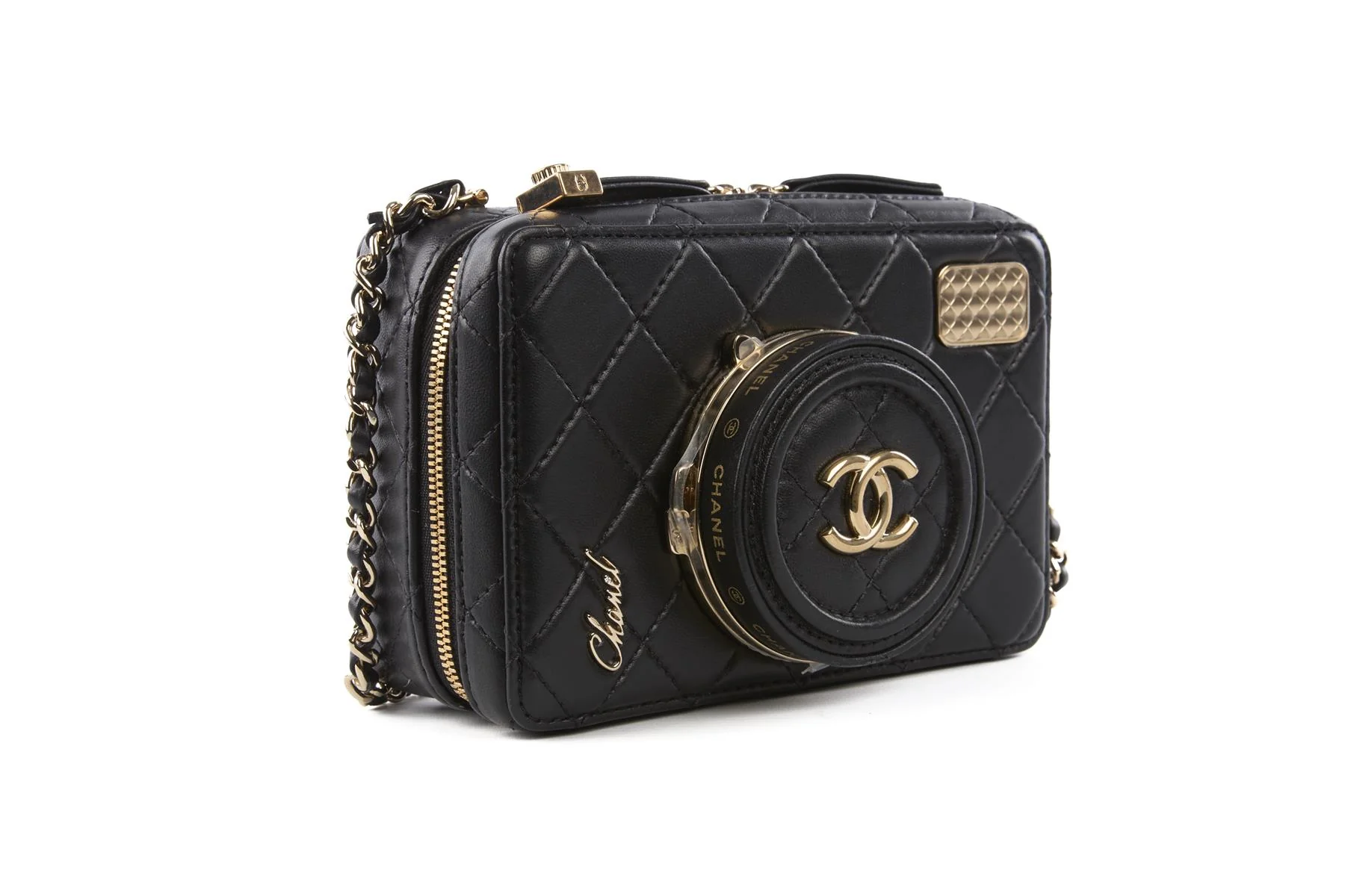 CHANEL BLACK 2024 CAMERA QUILTED LEATHER SHOULDER BAG - Image 4