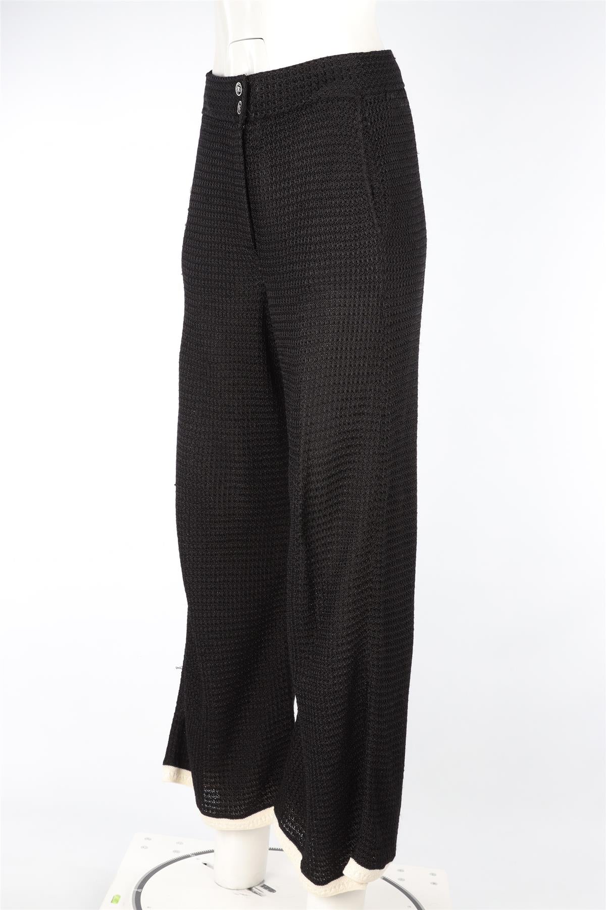 CHANEL BLACK 2024 COTTON FLARED PANTS FR 40 UK 12 - Image 3