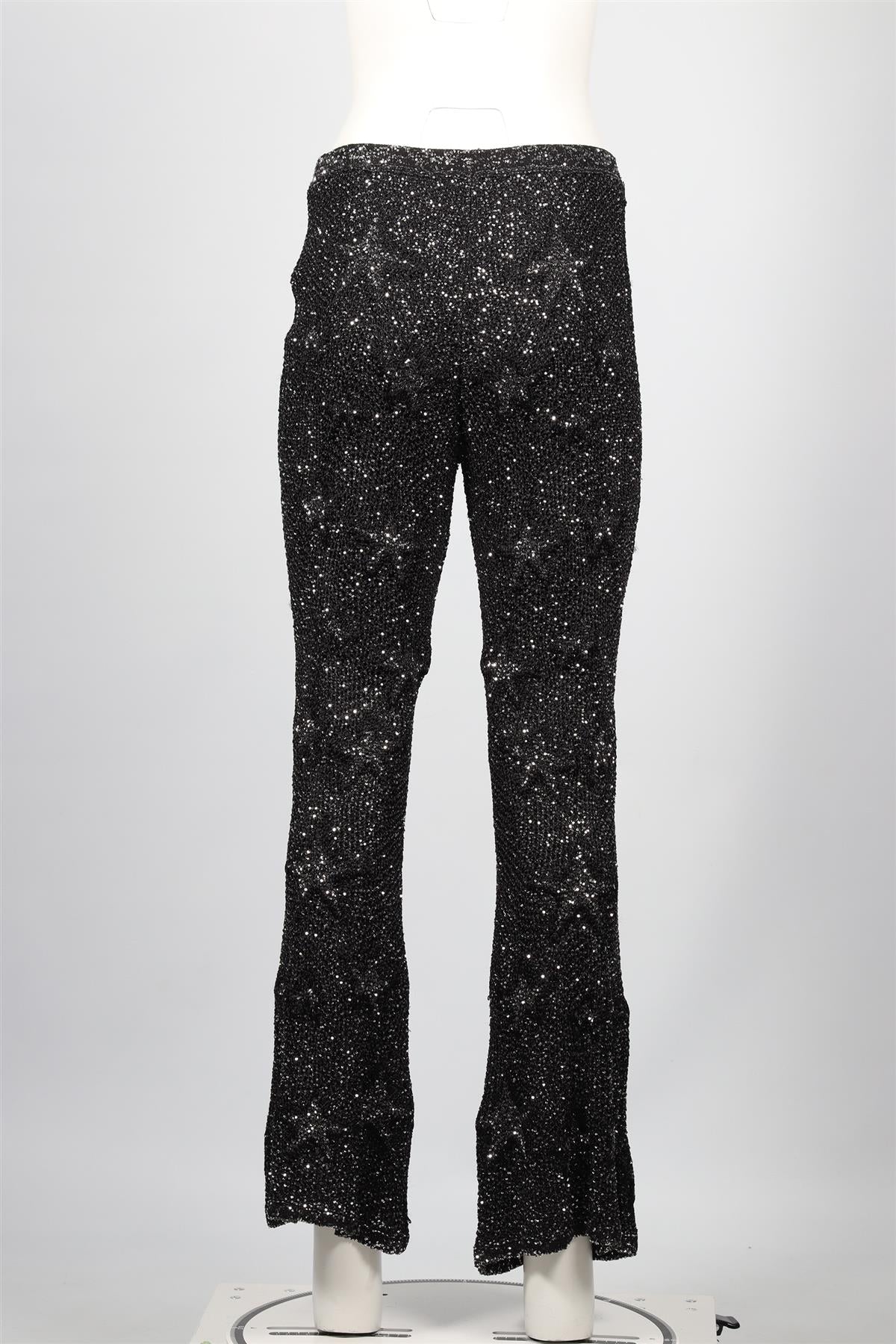 CHANEL BLACK 2024 SEQUIN AND KNIT FLARED PANTS FR 40 UK 12 - Image 4