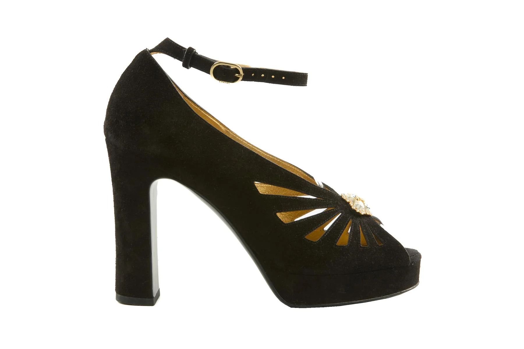 CHANEL BLACK 2024 SUEDE PLATFORM SANDALS EU 39 UK 6 US 9 - Image 2