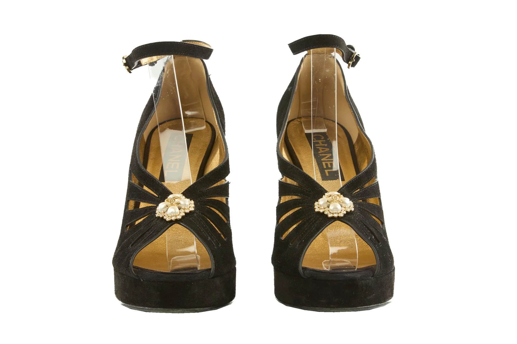 CHANEL BLACK 2024 SUEDE PLATFORM SANDALS EU 39 UK 6 US 9 - Image 3