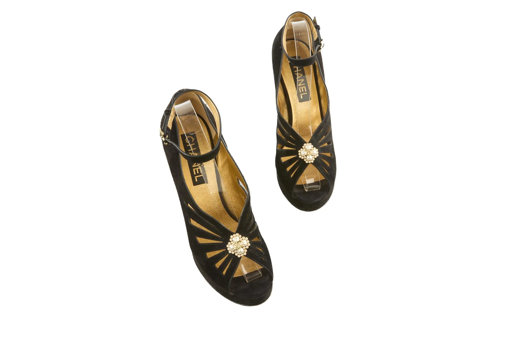 CHANEL BLACK 2024 SUEDE PLATFORM SANDALS EU 39 UK 6 US 9 - Image 4