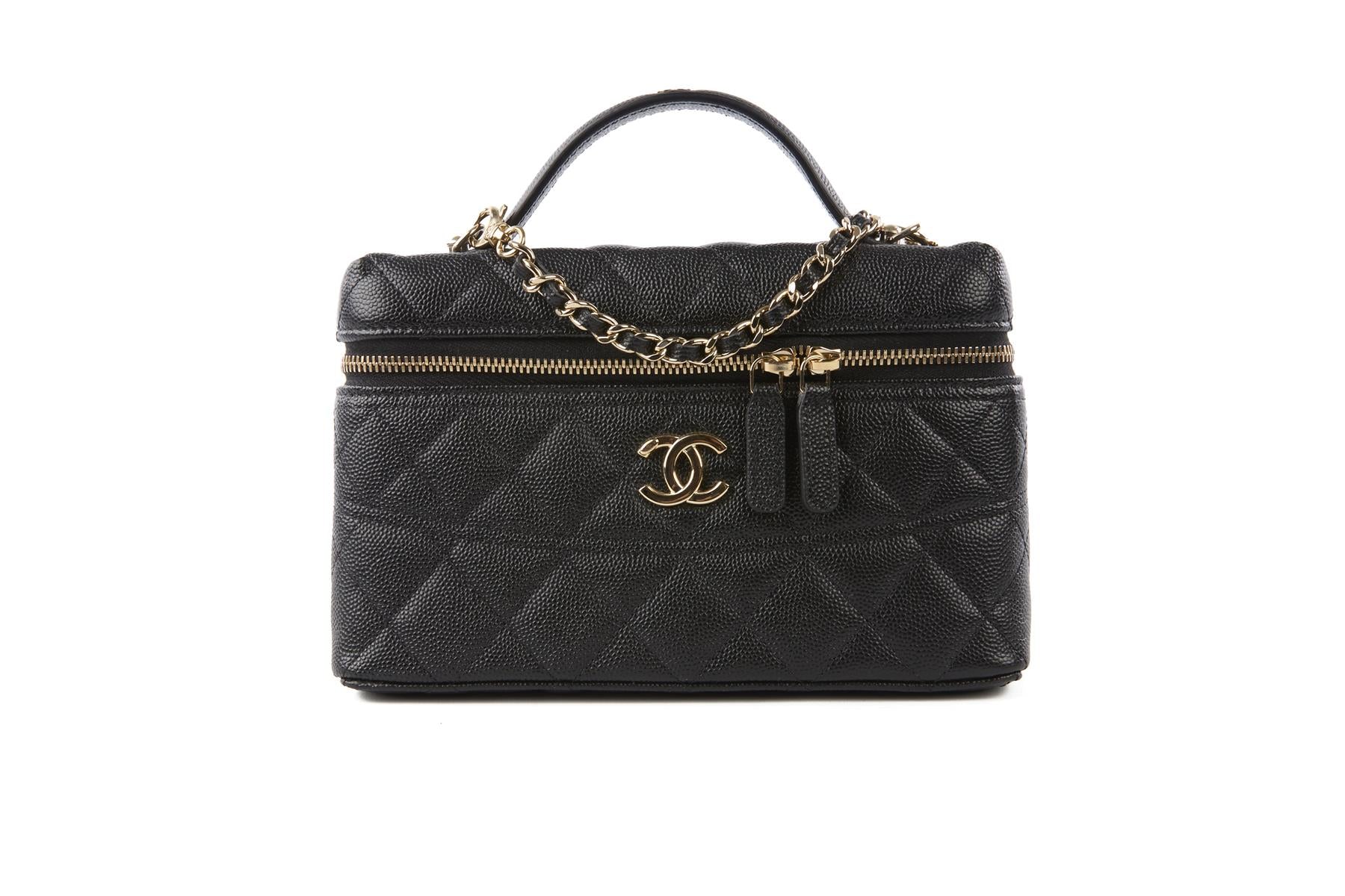 CHANEL BLACK 2025 VANITY CASE WITH CHAIN QUILTED CAVIAR LEATHER SHOULDER BAG - Image 2