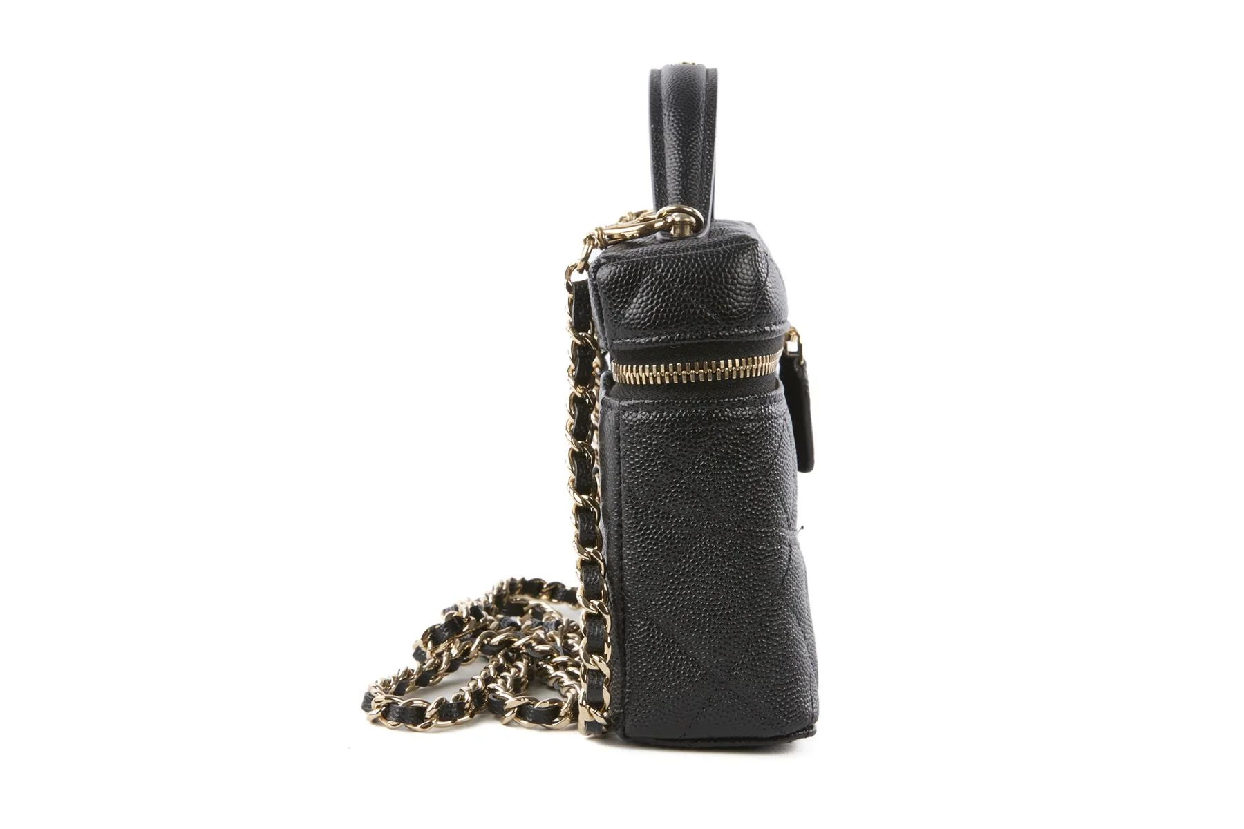 CHANEL BLACK 2025 VANITY CASE WITH CHAIN QUILTED CAVIAR LEATHER SHOULDER BAG - Image 4