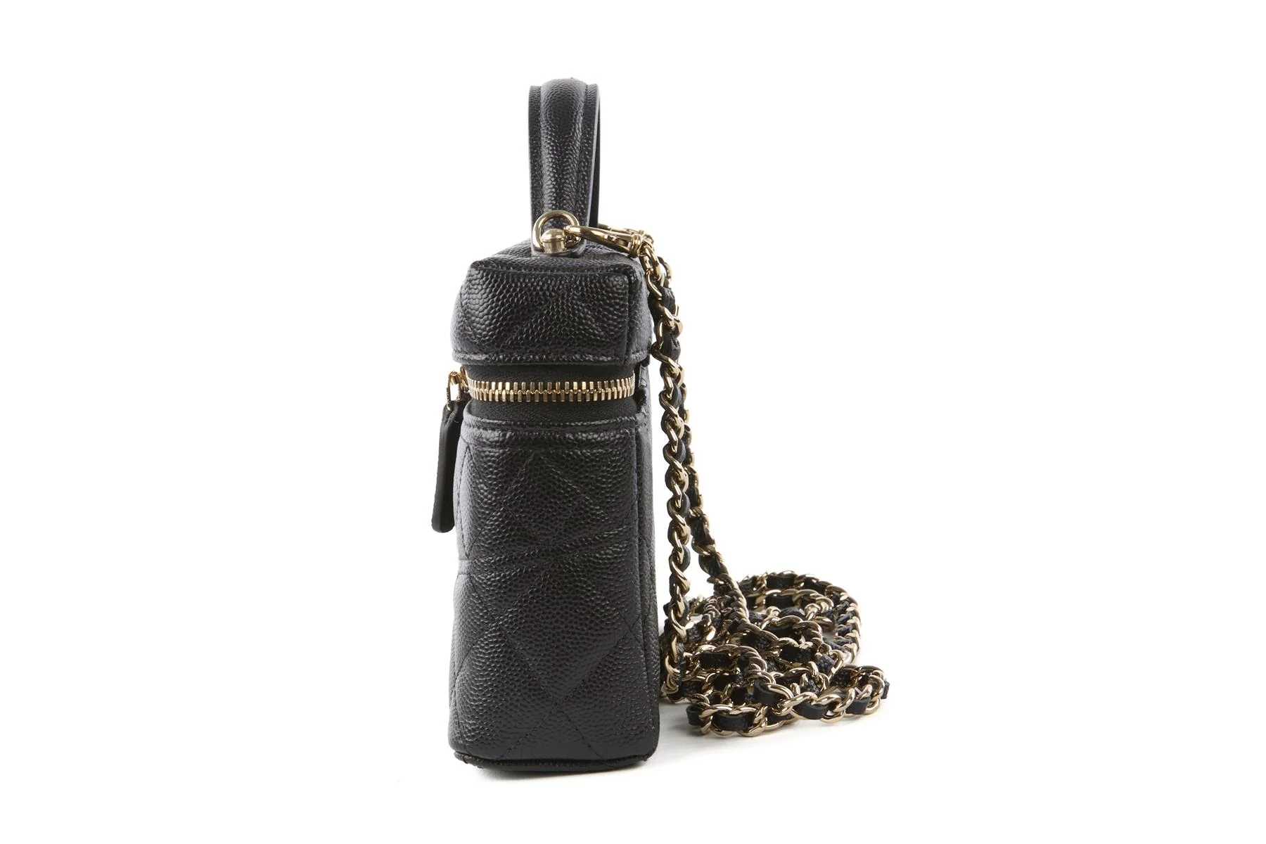 CHANEL BLACK 2025 VANITY CASE WITH CHAIN QUILTED CAVIAR LEATHER SHOULDER BAG - Image 5