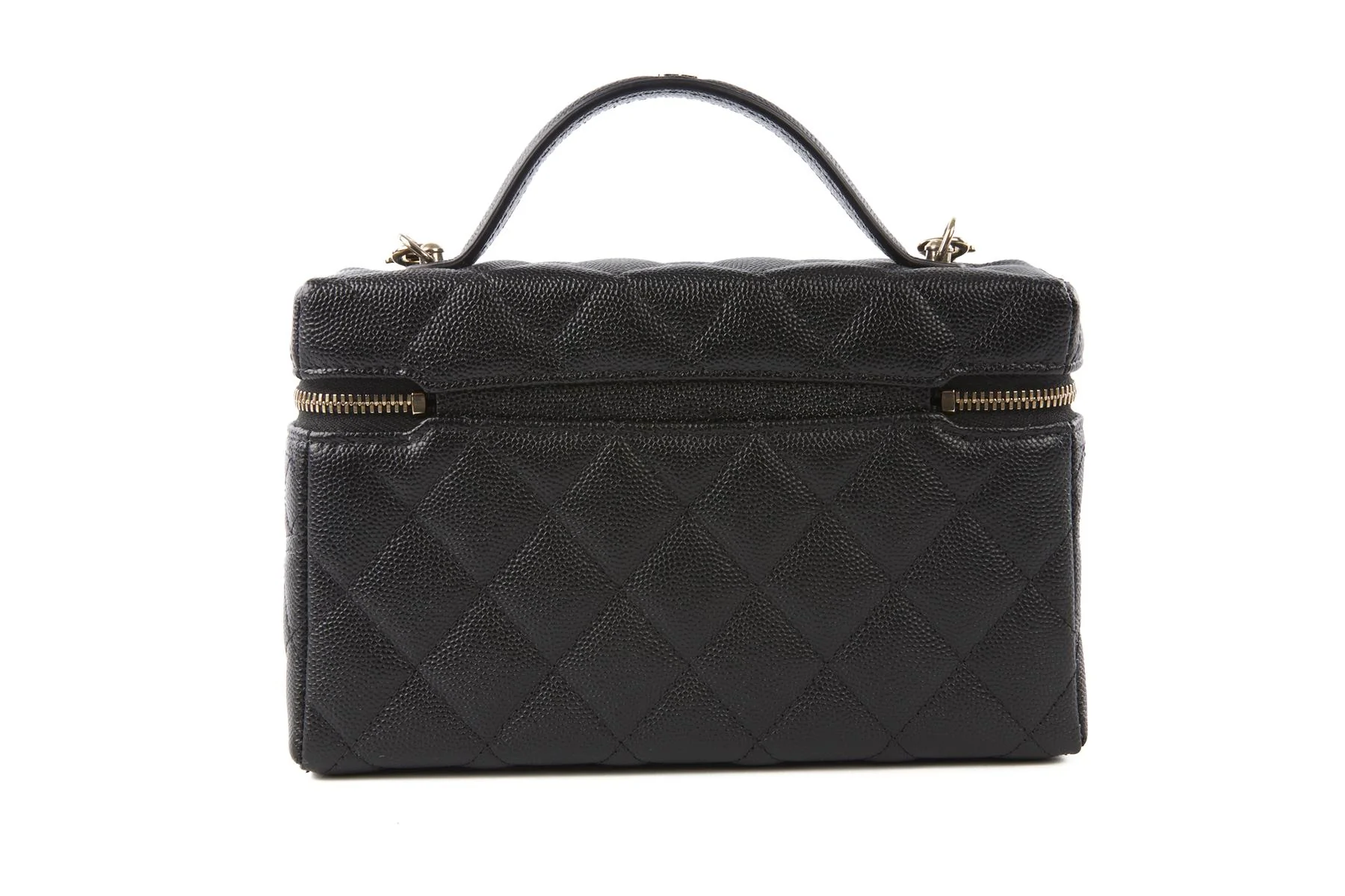 CHANEL BLACK 2025 VANITY CASE WITH CHAIN QUILTED CAVIAR LEATHER SHOULDER BAG - Image 6
