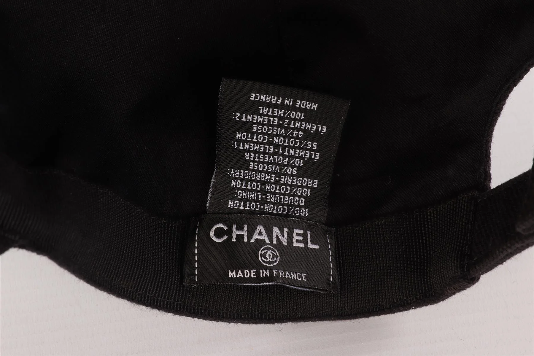 CHANEL BLACK COTTON BASEBALL CAP ONE SIZE - Image 8
