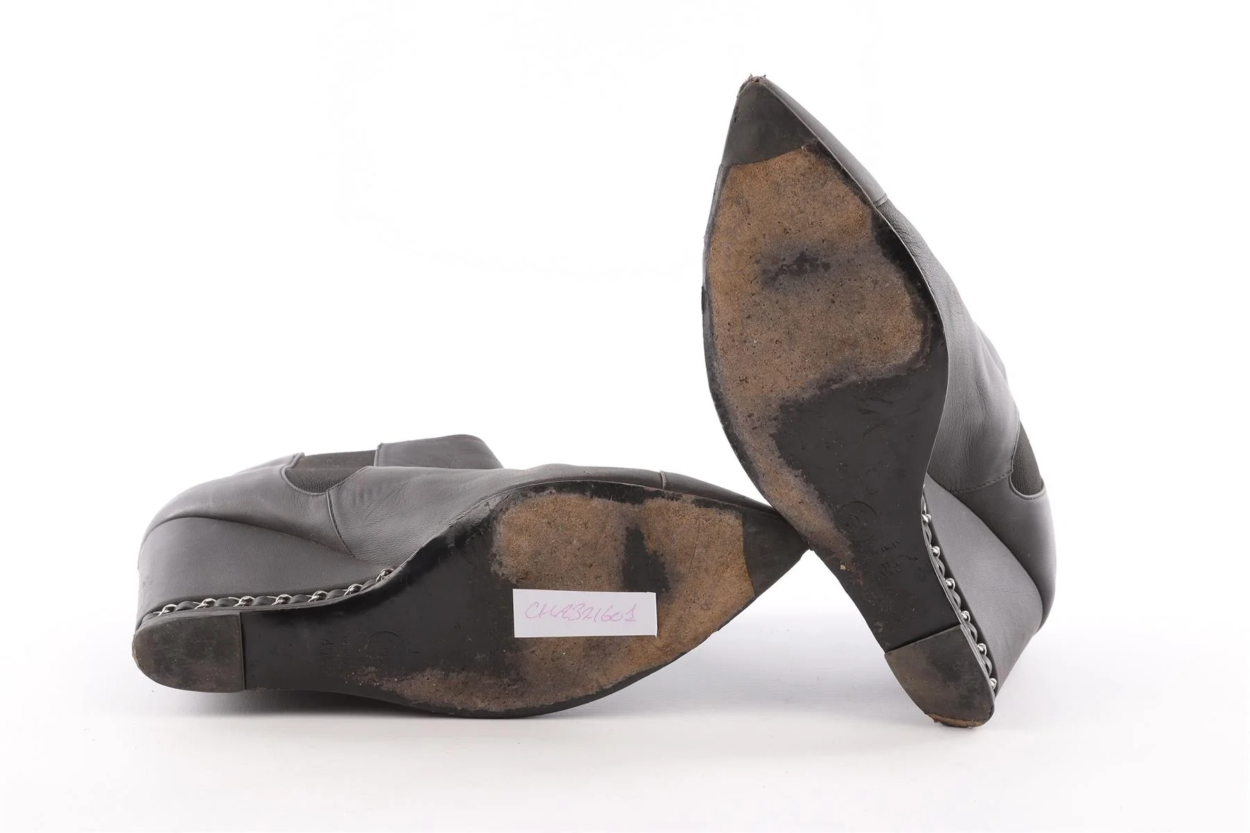CHANEL BLACK LEATHER ANKLE BOOTS EU 40 UK 7 US 10 - Image 6