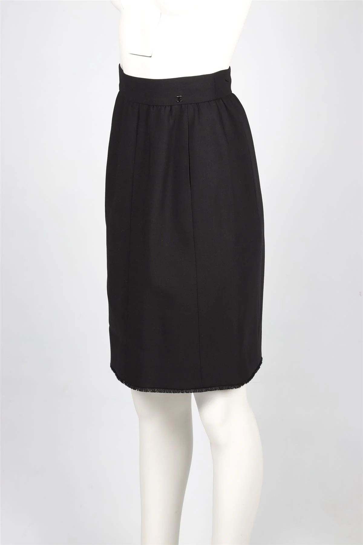 CHANEL BLACK WOOL MINI SKIRT FR 34 UK 6 - Image 3