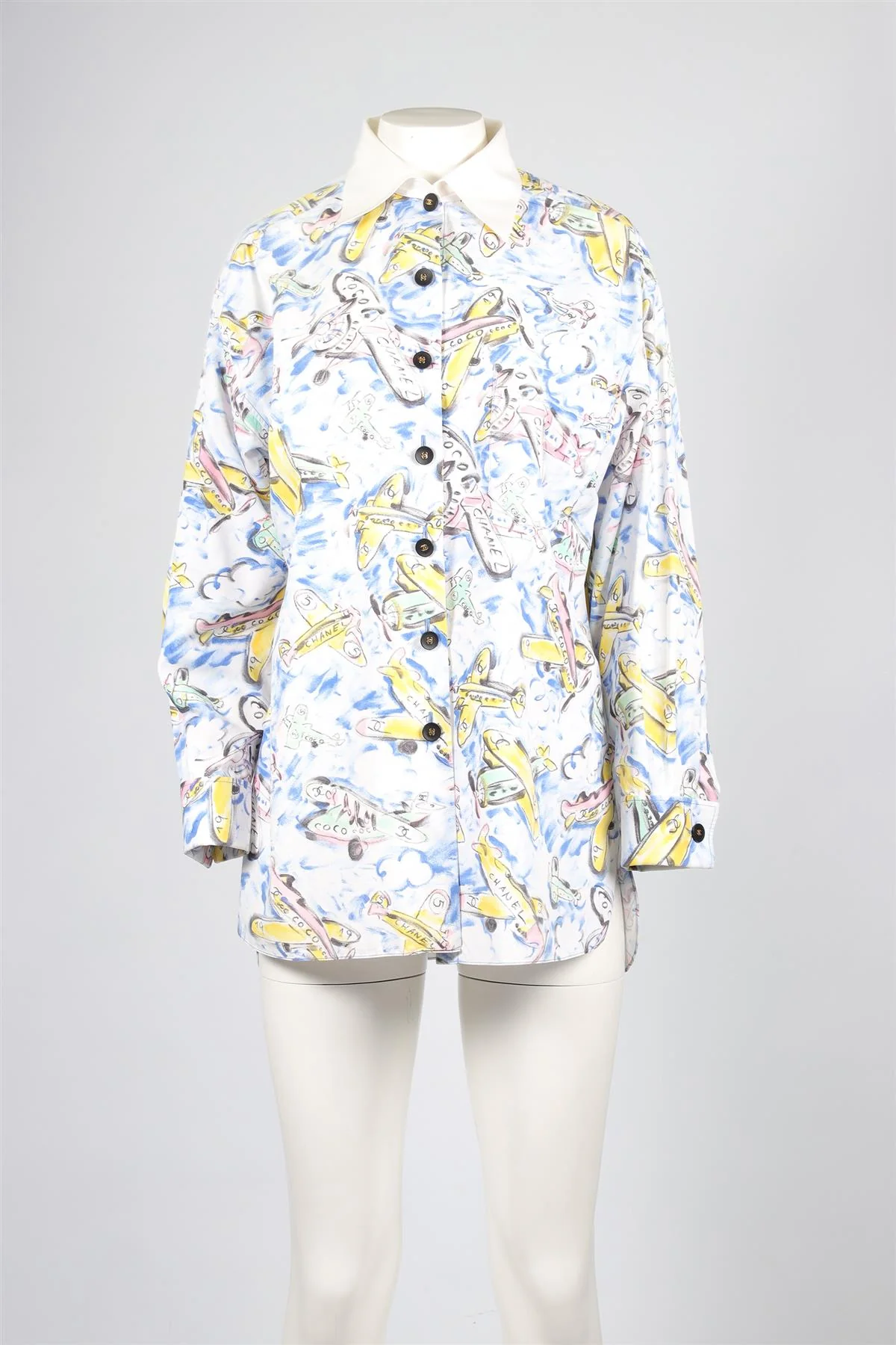 CHANEL BLUE 1994 COTTON SHIRT FR 38 UK 10 - Image 2