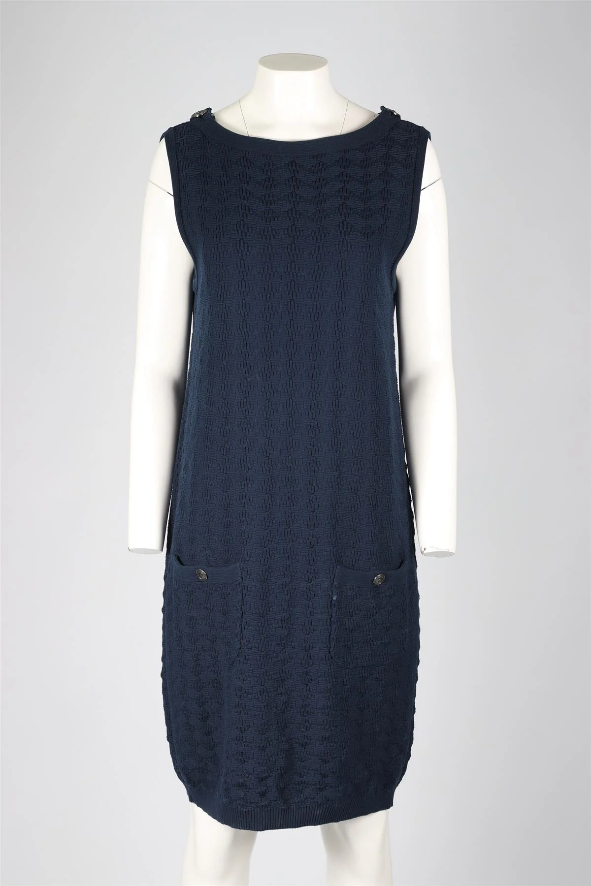 CHANEL BLUE 2014 COTTON DRESS FR 42 UK 14 - Image 2