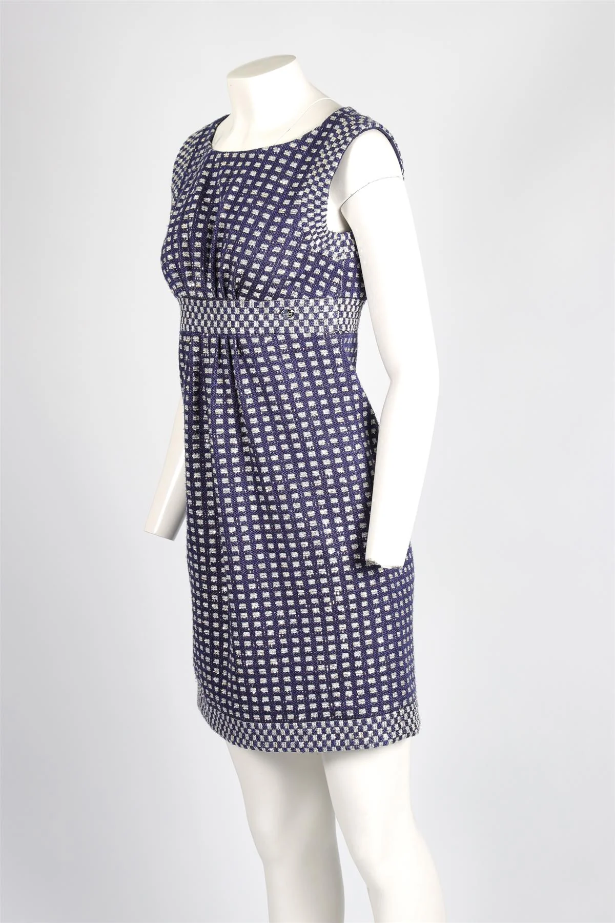 CHANEL BLUE 2017 TWEED MINI DRESS FR 38 UK 10 - Image 3