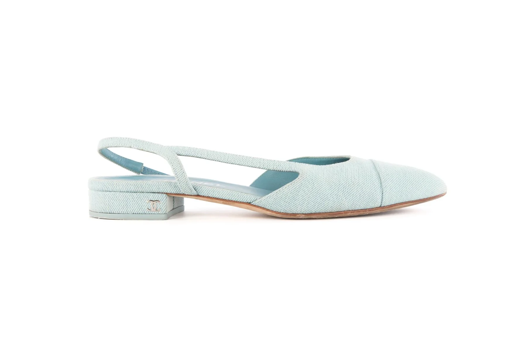 CHANEL BLUE 2021 DENIM SLINGLACK PUMPS EU 39 UK 6 US 9 - Image 2