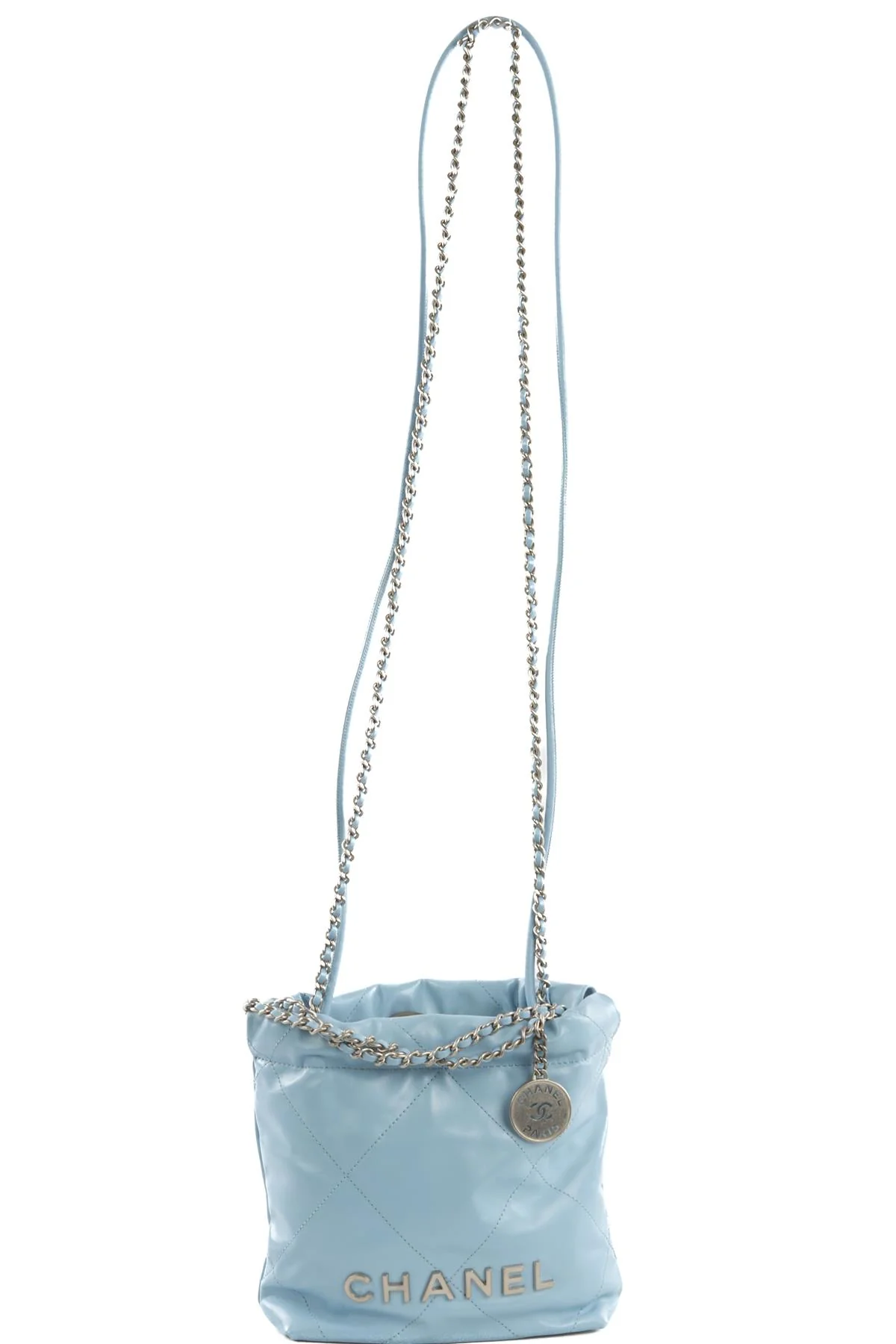 CHANEL BLUE 2023 22 MINI QUILTED LEATHER SHOULDER BAG - Image 9