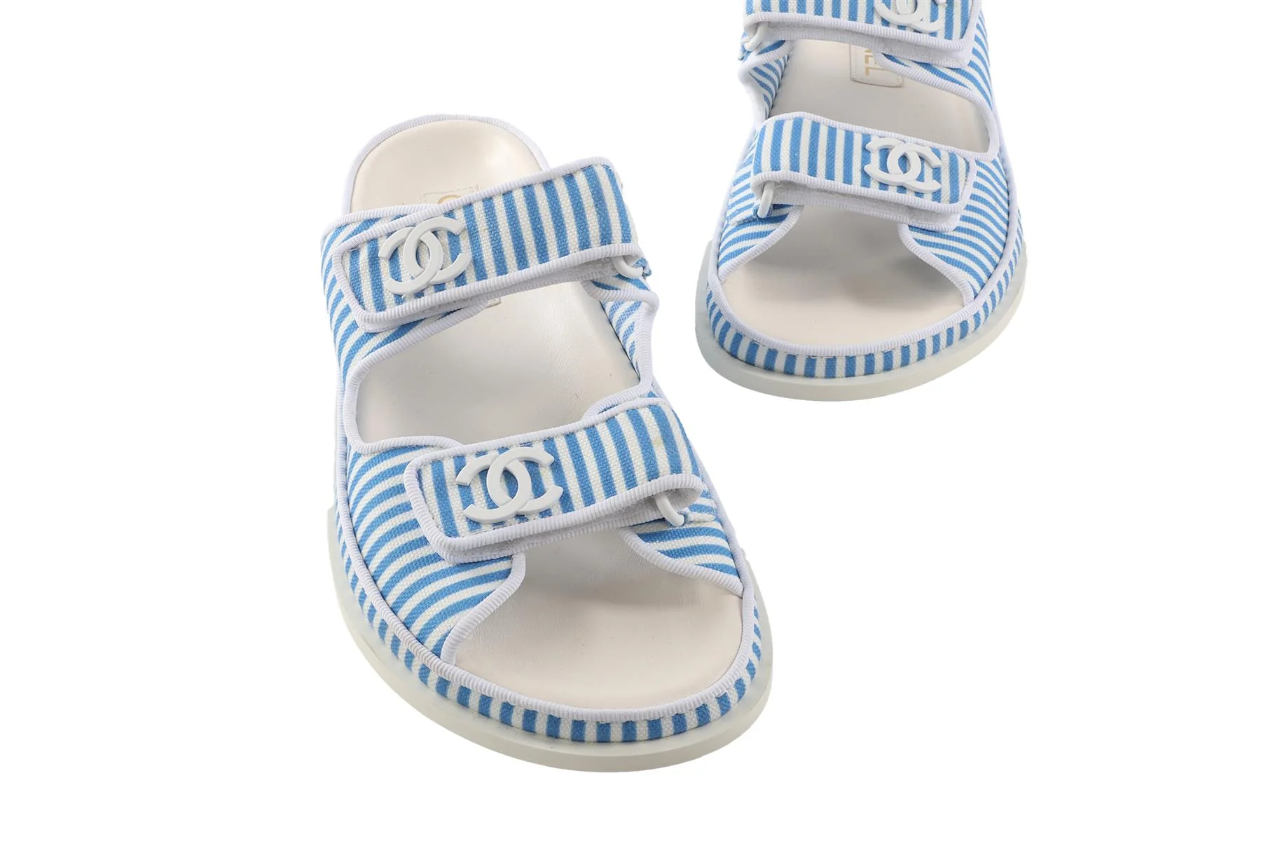 CHANEL BLUE 2024 DAD CANVAS SANDALS EU 38 UK 5 US 8 - Image 4