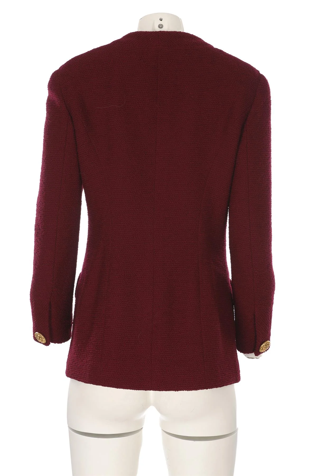 CHANEL BURGUNDY 1990 WOOL JACKET FR 42 UK 14 - Image 4