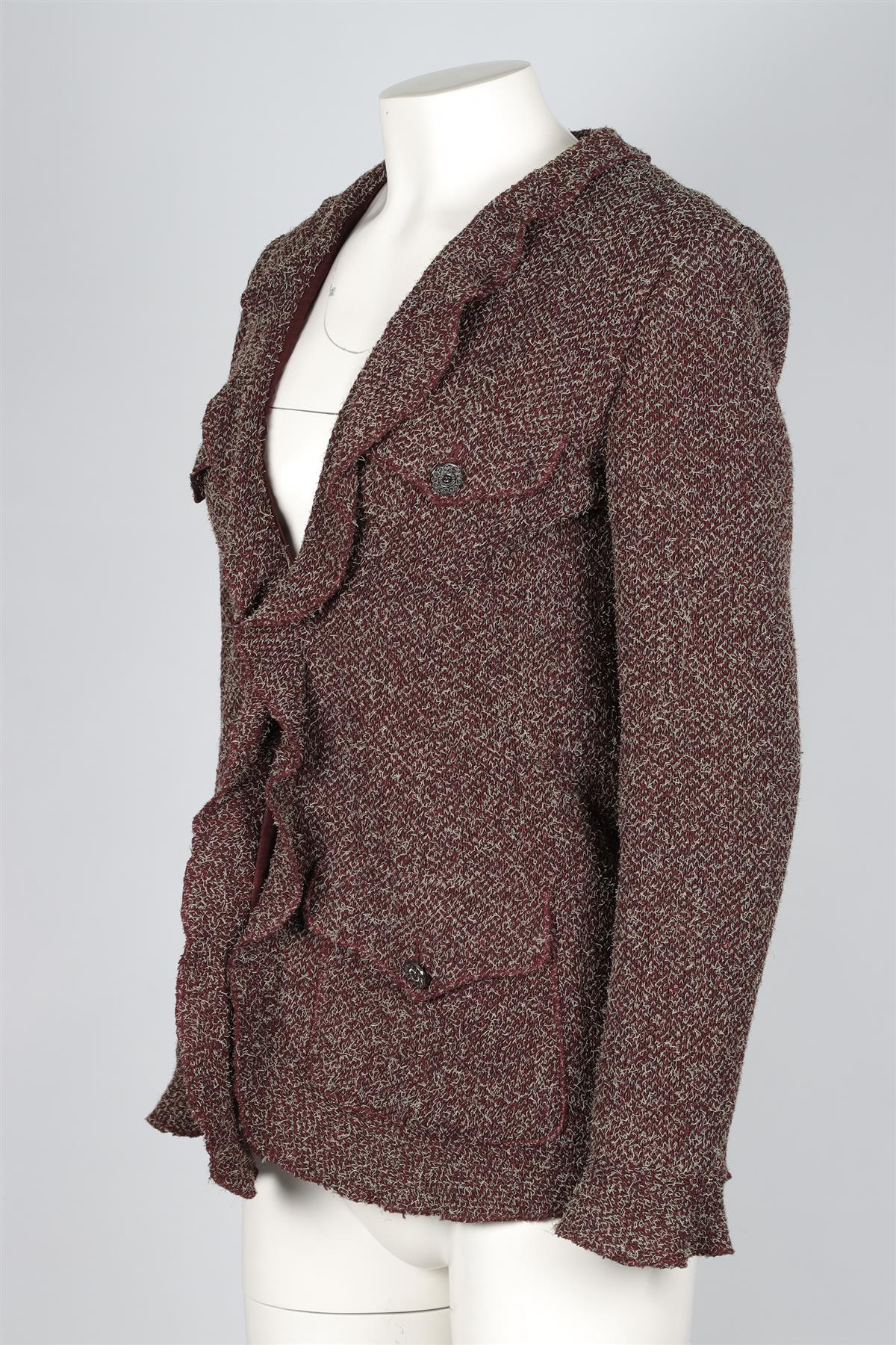 CHANEL BURGUNDY 1997 WOOL BLAZER FR 38 UK 10 - Image 3
