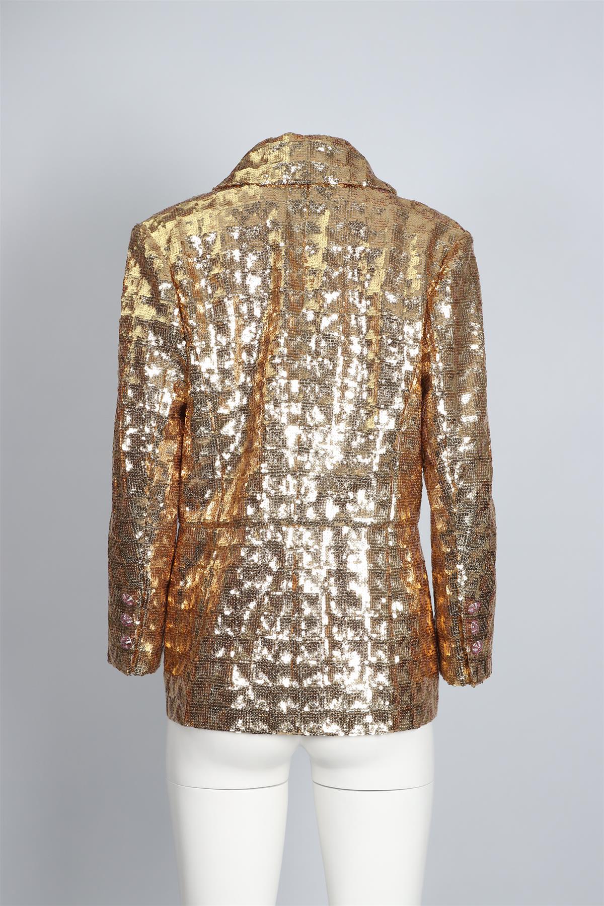 CHANEL GOLD 2023 SEQUIN BLAZER FR 46 UK 18 - Image 4