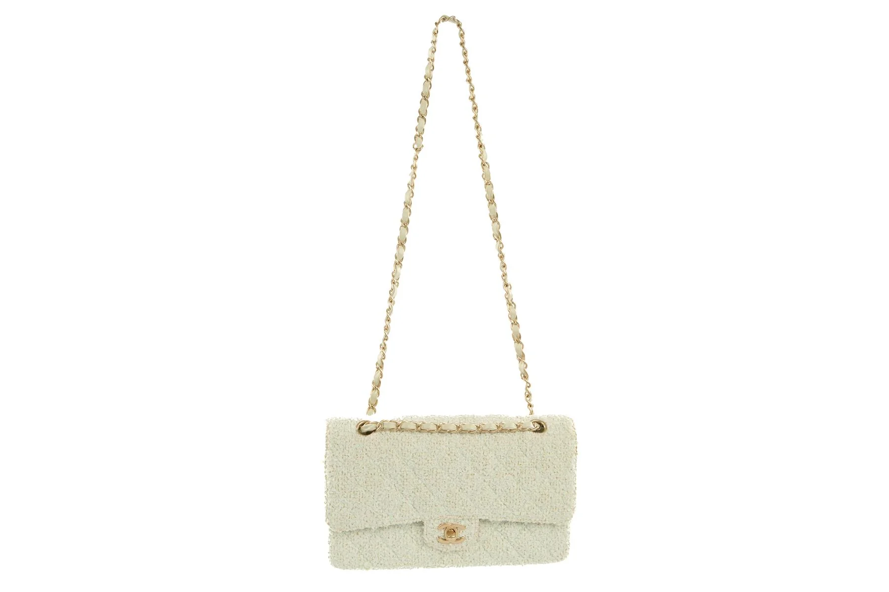 CHANEL GREEN 2003-2004 CLASSIC DOUBLE FLAP MEDIUM TWEED SHOULDER BAG - Image 3