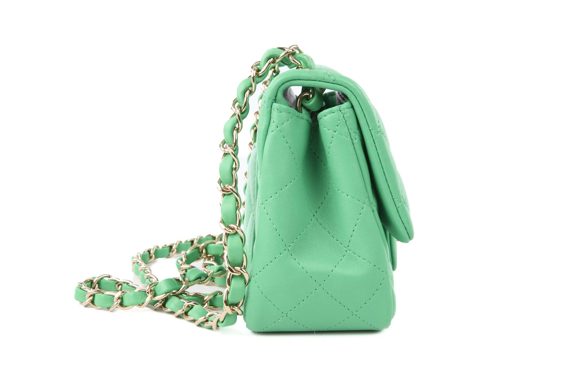 CHANEL GREEN 2019 CLASSIC SQUARE MINI QUILTED LEATHER SHOULDER BAG - Image 5