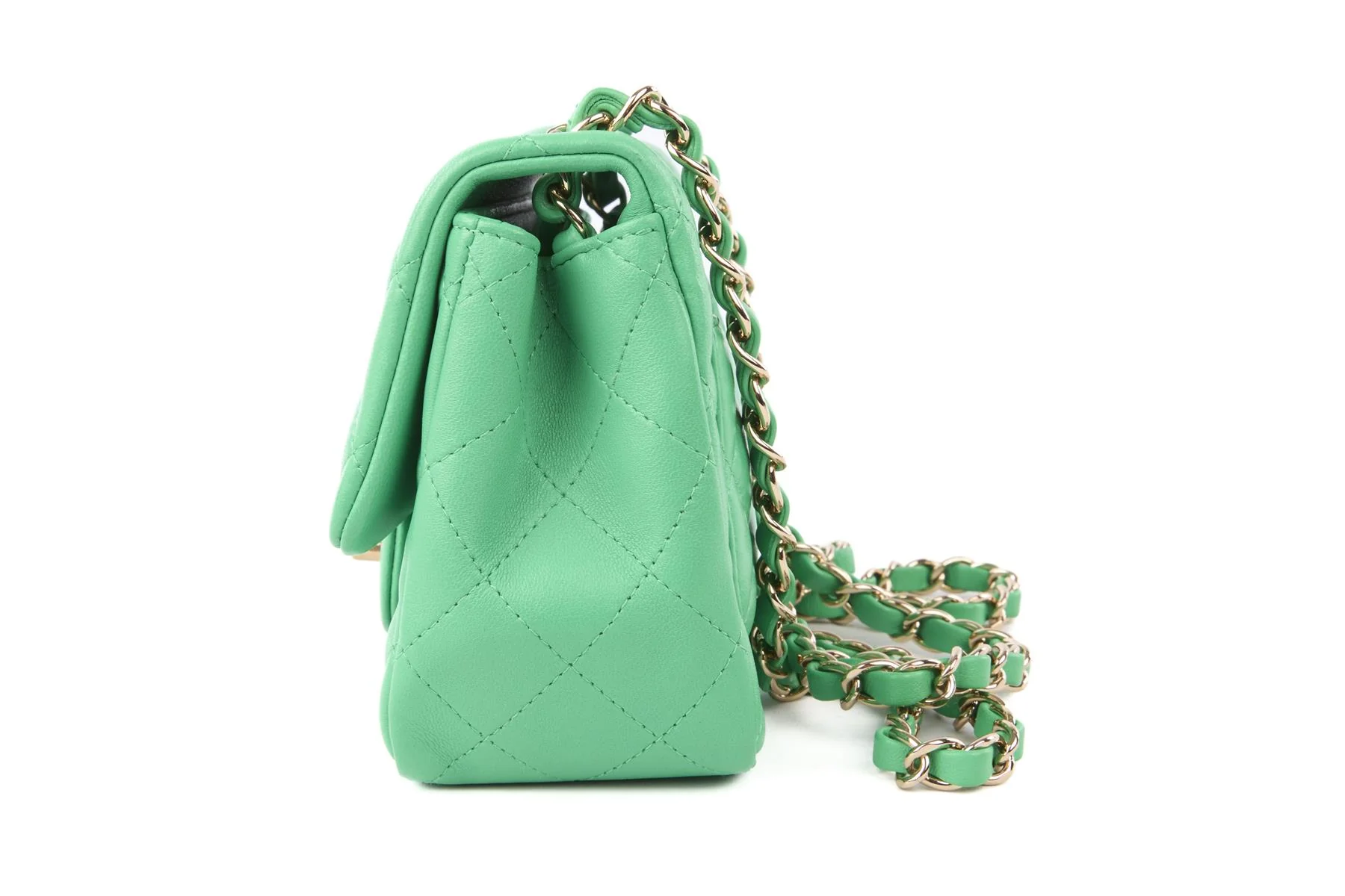 CHANEL GREEN 2019 CLASSIC SQUARE MINI QUILTED LEATHER SHOULDER BAG - Image 6