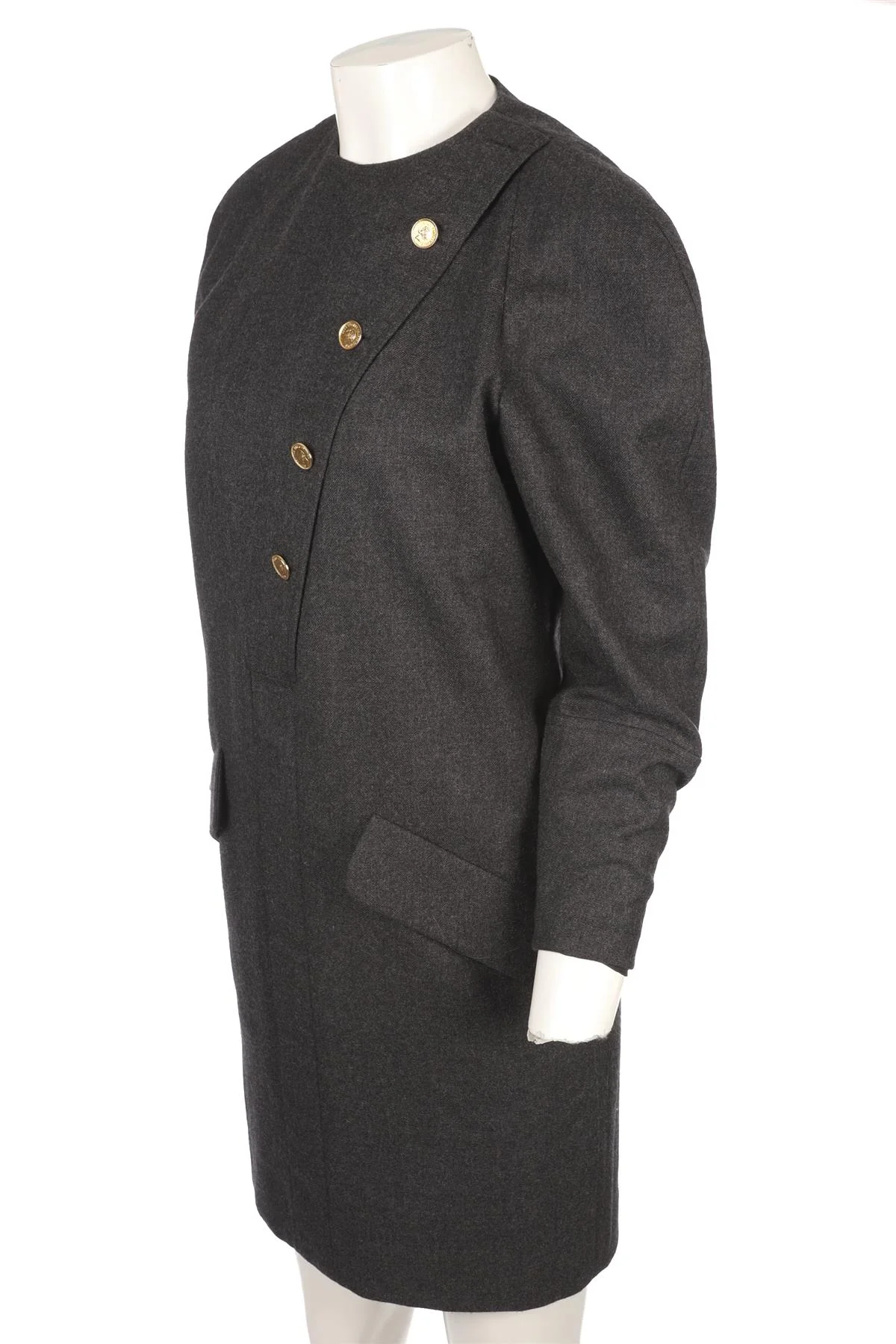 CHANEL GREY 1980'S WOOL MIDI DRESS FR 38 UK 10 - Image 3