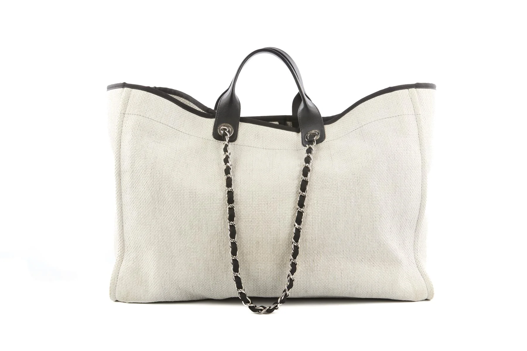 CHANEL GREY 2016 DEAUVILLE LARGE CANVAS TOTE BAG - Image 7