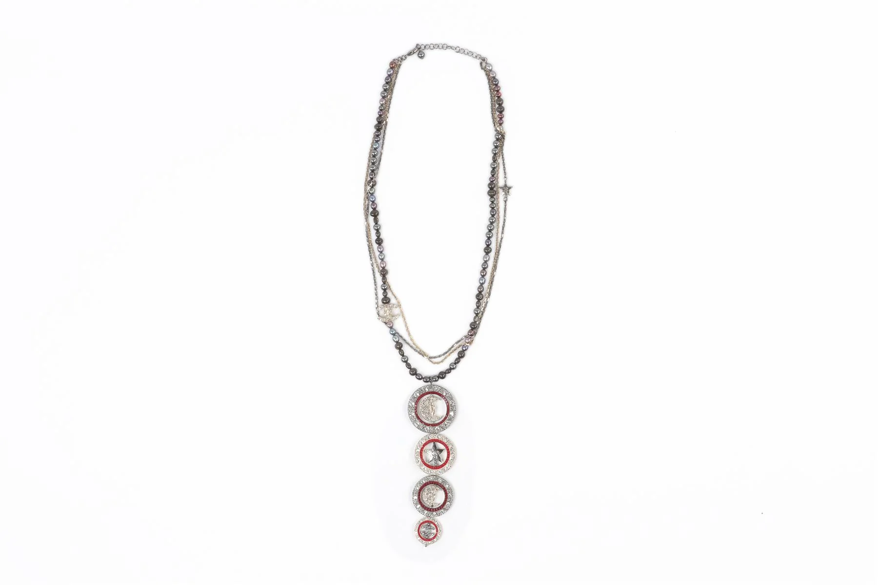 CHANEL GREY 2017 CC PEARL AND CHAIN NECKLACE - Image 2