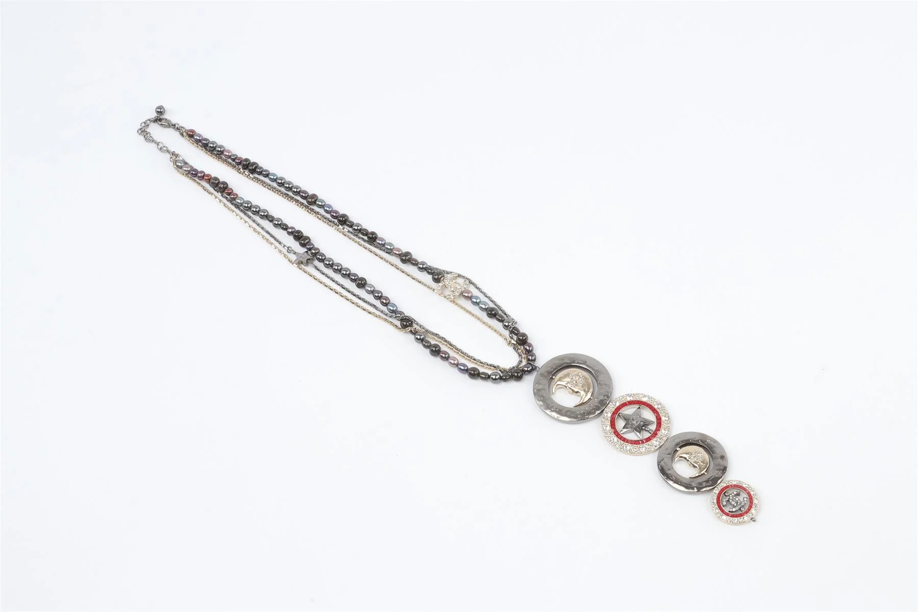 CHANEL GREY 2017 CC PEARL AND CHAIN NECKLACE - Image 6