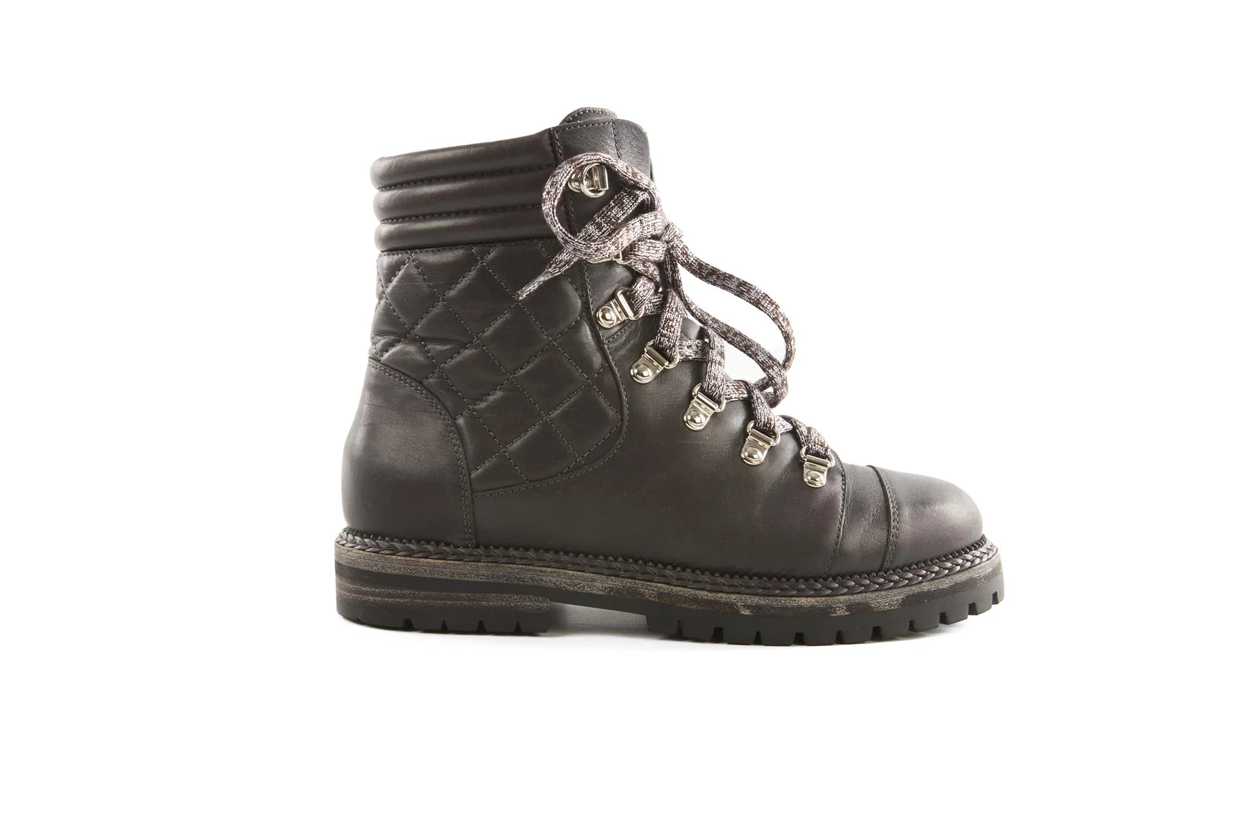 CHANEL GREY 2018 LEATHER ANKLE BOOTS EU 37 UK 4 US 7 - Image 2