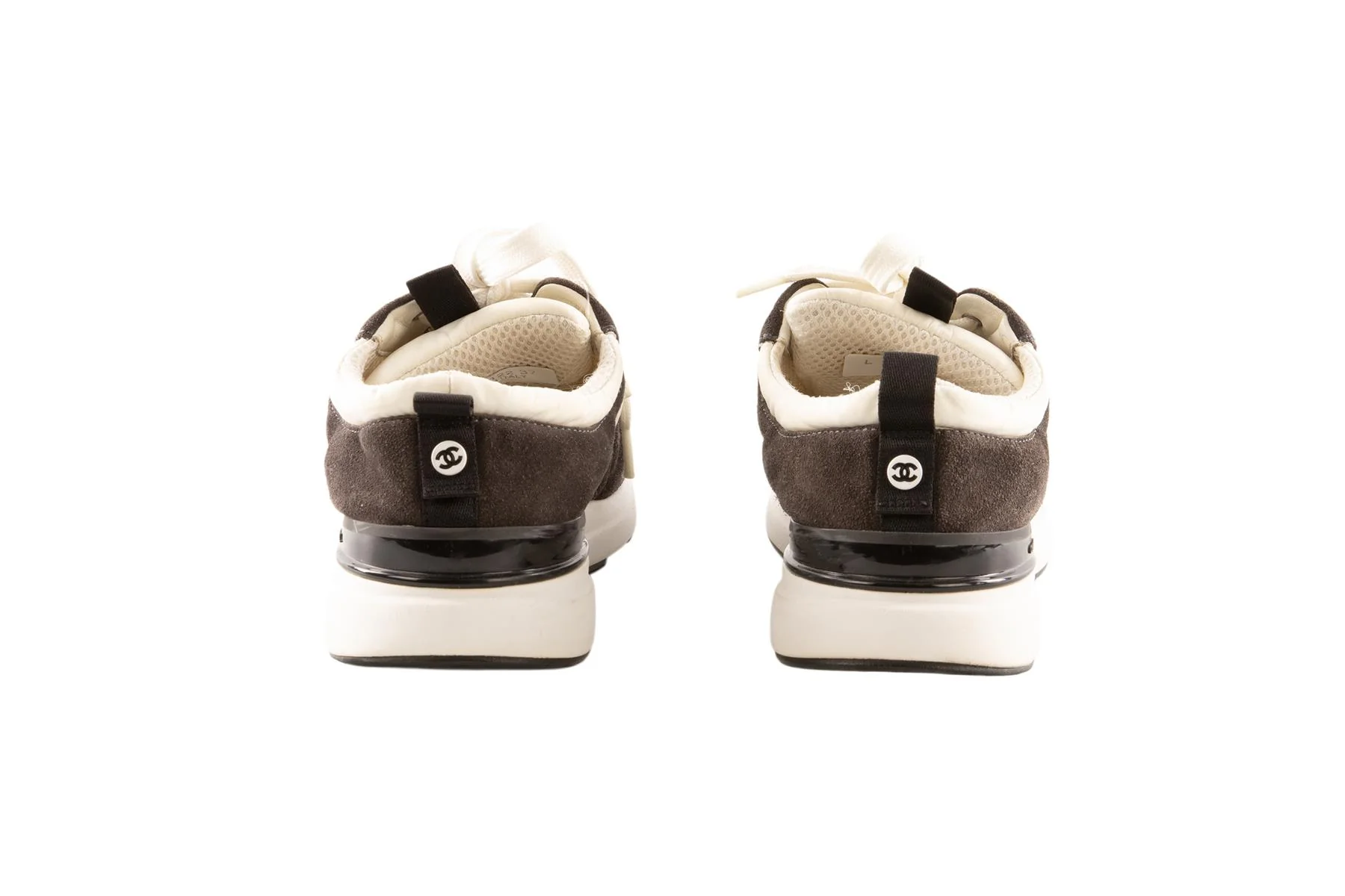 CHANEL GREY 2021 CC SUEDE SNEAKERS EU 37 - Image 5