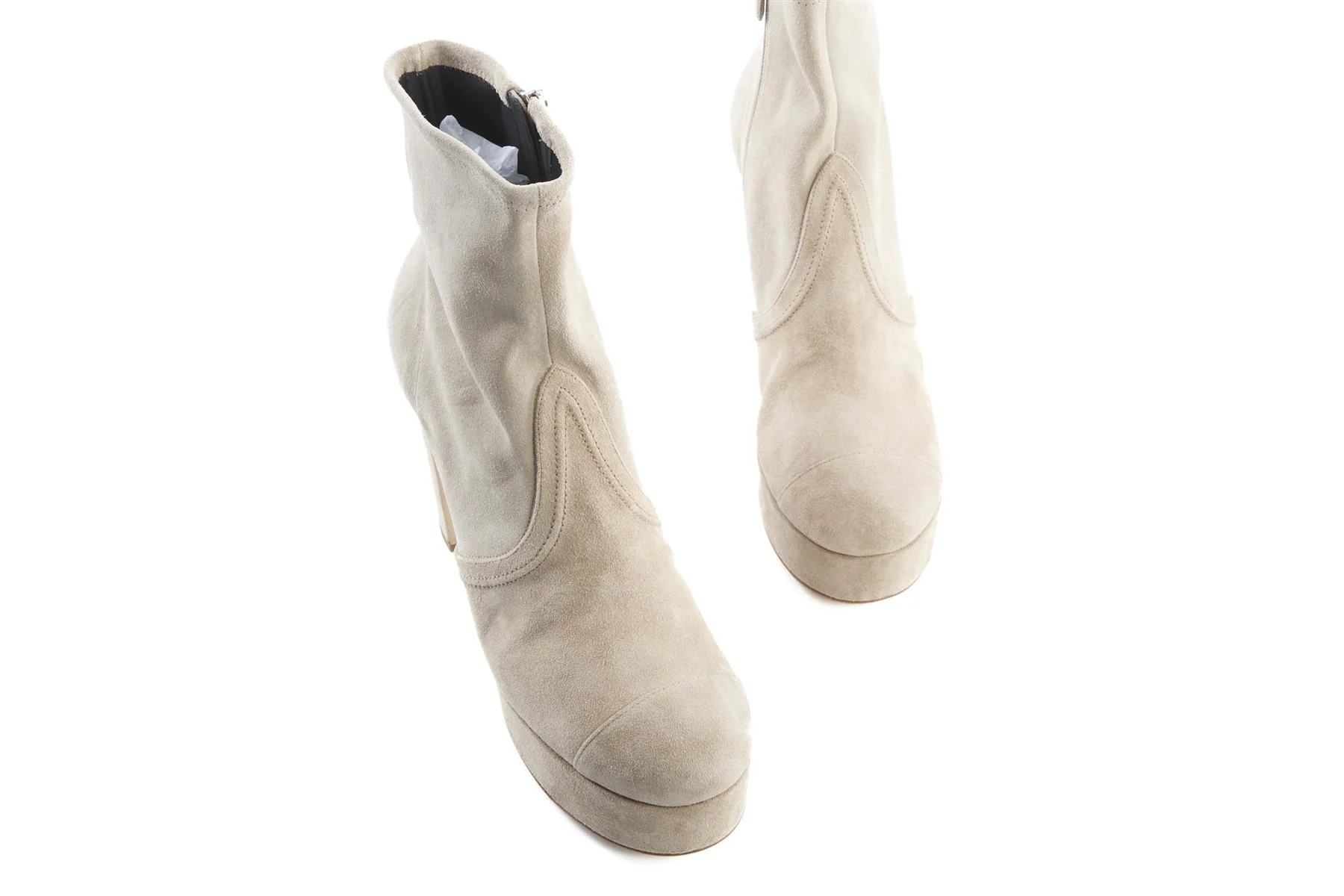 CHANEL GREY 2024 SUEDE PLATFORM ANKLE BOOTS EU 40 UK 7 US 10 - Image 4