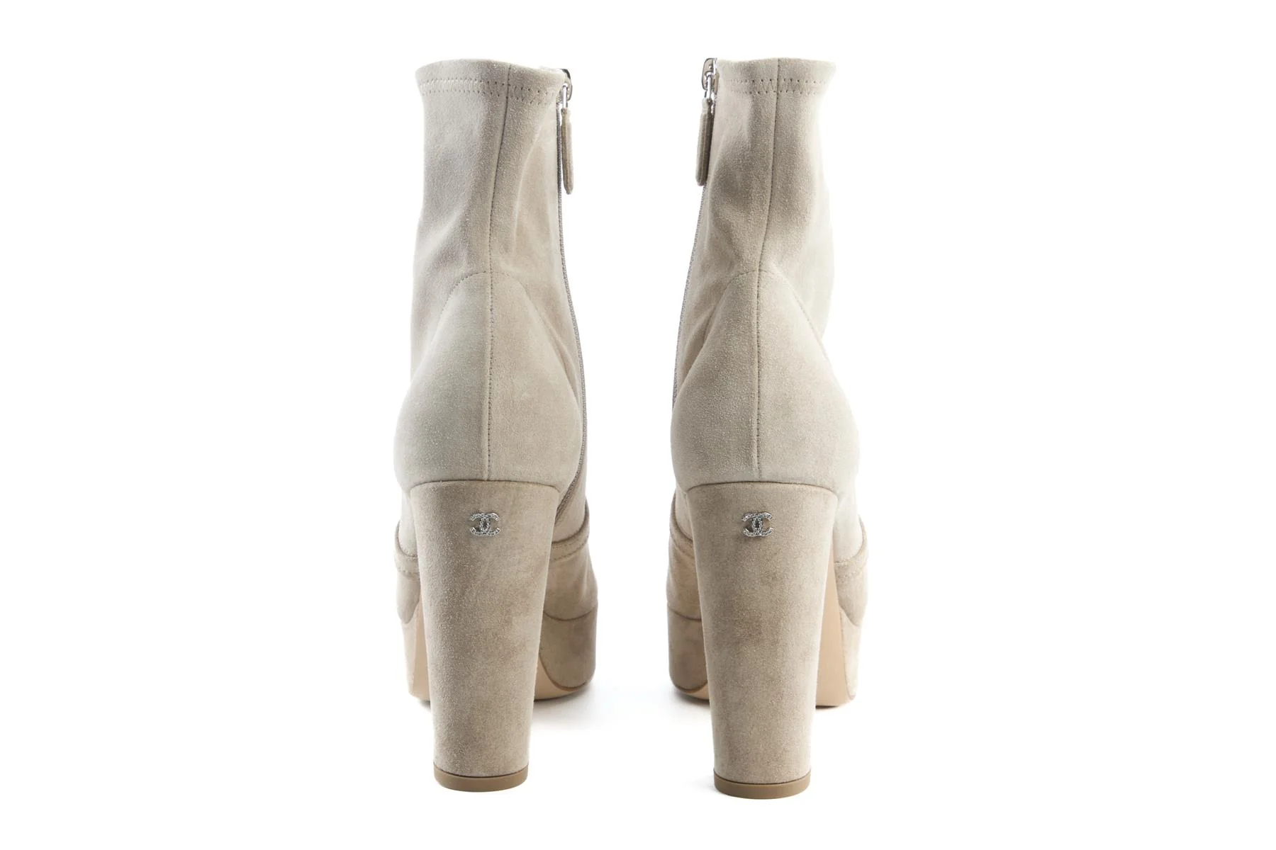CHANEL GREY 2024 SUEDE PLATFORM ANKLE BOOTS EU 40 UK 7 US 10 - Image 5