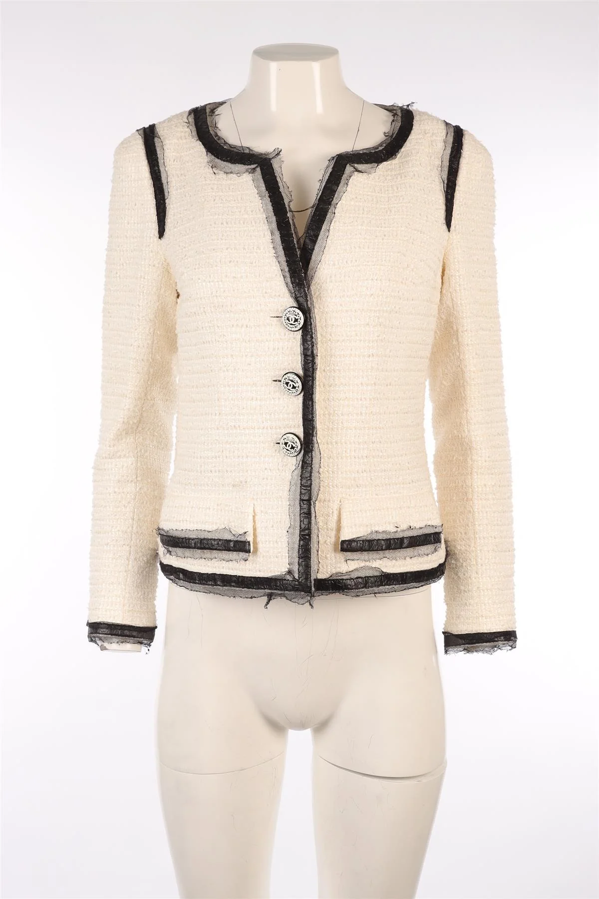 CHANEL IVORY 2009 COTTON JACKET FR 40 UK 12 - Image 2