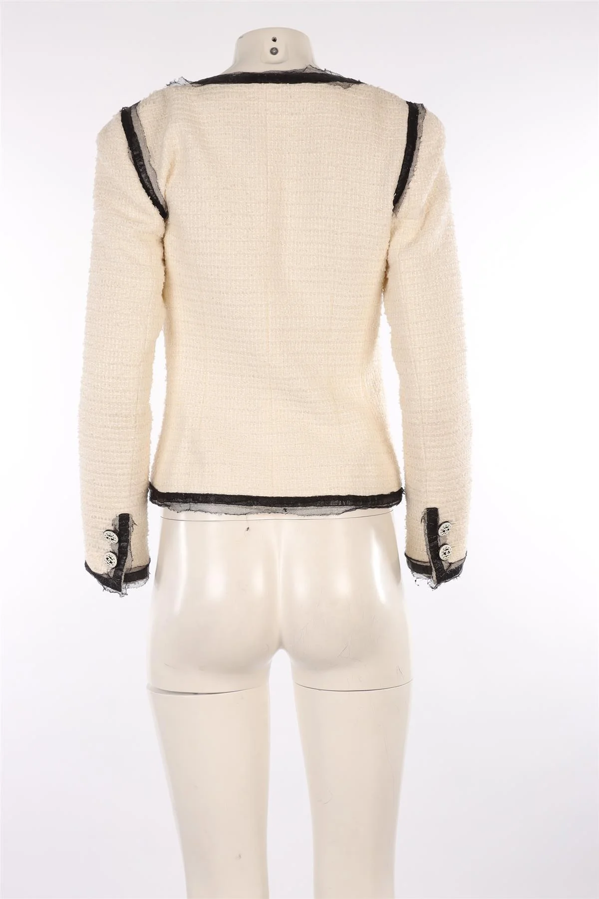 CHANEL IVORY 2009 COTTON JACKET FR 40 UK 12 - Image 4