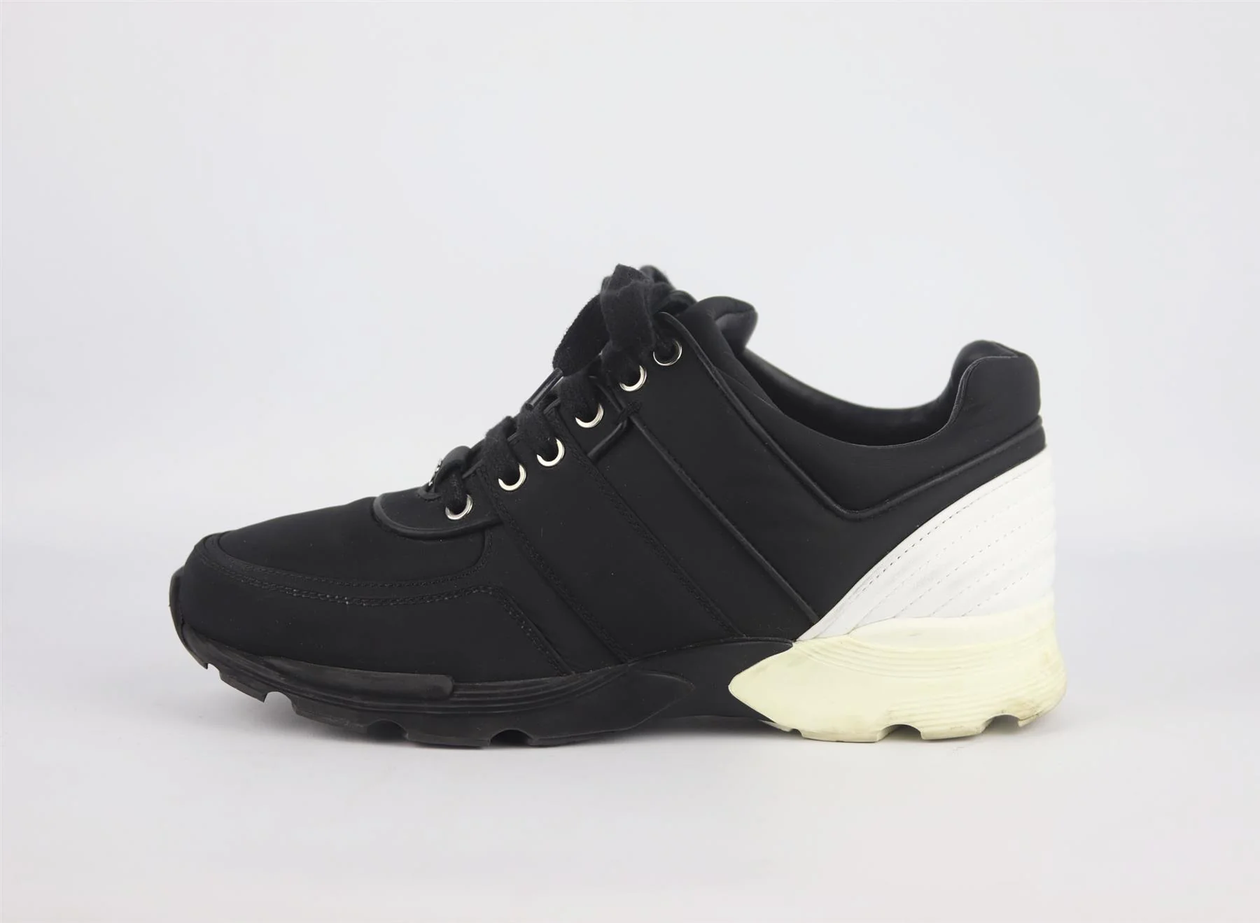 CHANEL LEATHER TRIMMED SATIN SNEAKERS EU 38.5 UK 5.5 US 8.5 - Image 2