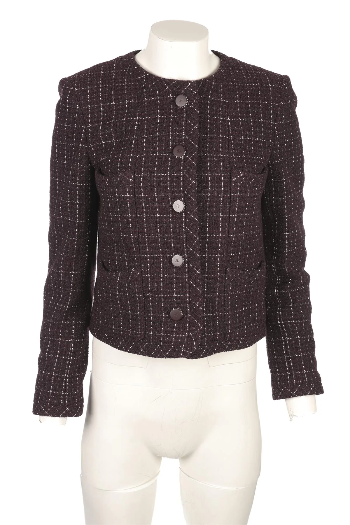 CHANEL MAROON 2002 WOOL JACKET FR 40 UK 12 - Image 2