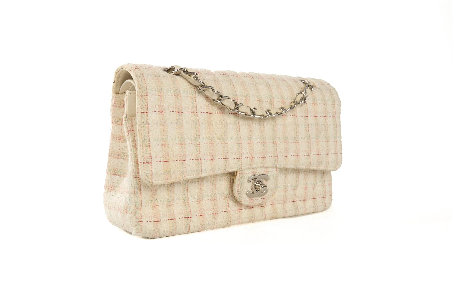 CHANEL MULTI 2004-2005 CLASSIC DOUBLE FLAP MEDIUM TWEED SHOULDER BAG - Image 4