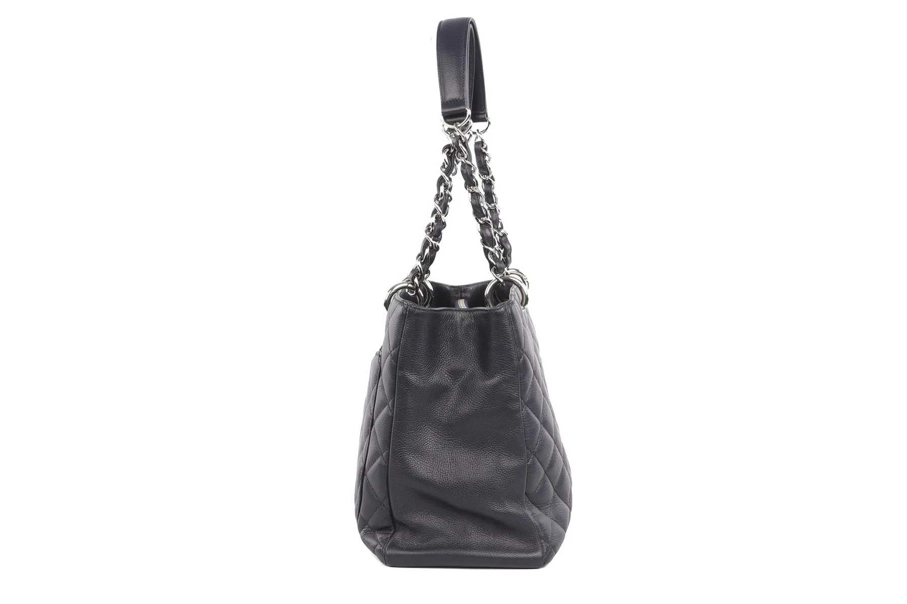 CHANEL NAVY 2008-2009 GRAND SHOPPING GST CAVIAR LEATHER TOTE BAG - Image 4
