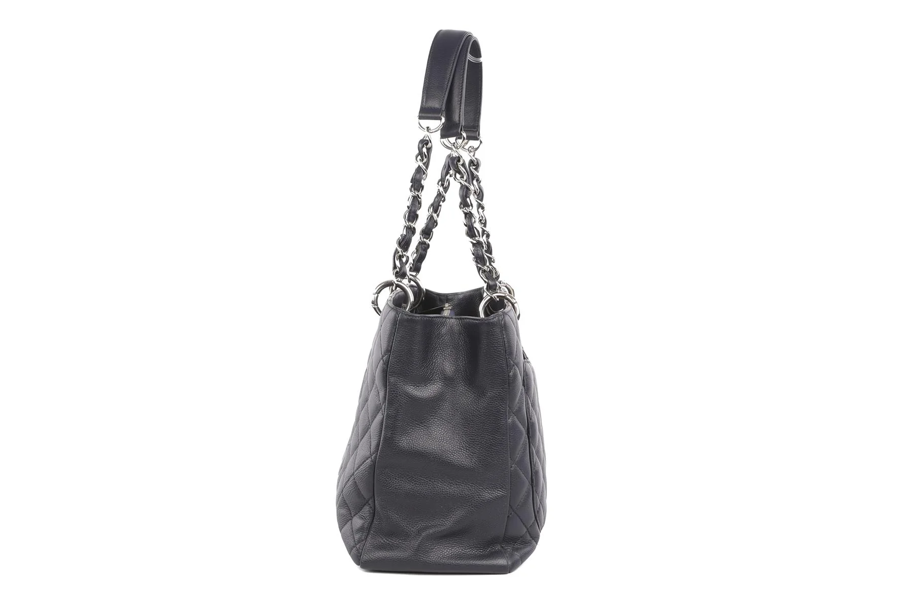 CHANEL NAVY 2008-2009 GRAND SHOPPING GST CAVIAR LEATHER TOTE BAG - Image 5