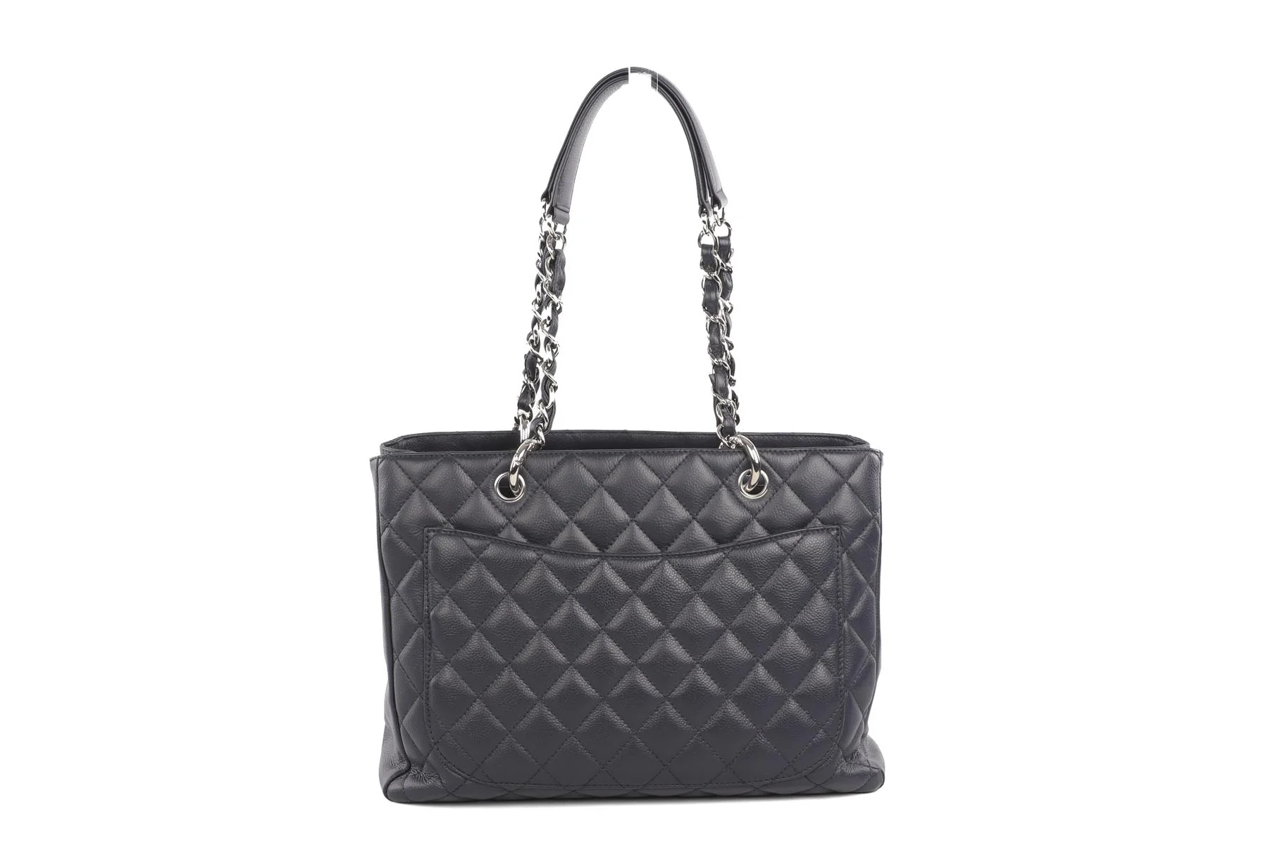 CHANEL NAVY 2008-2009 GRAND SHOPPING GST CAVIAR LEATHER TOTE BAG - Image 6